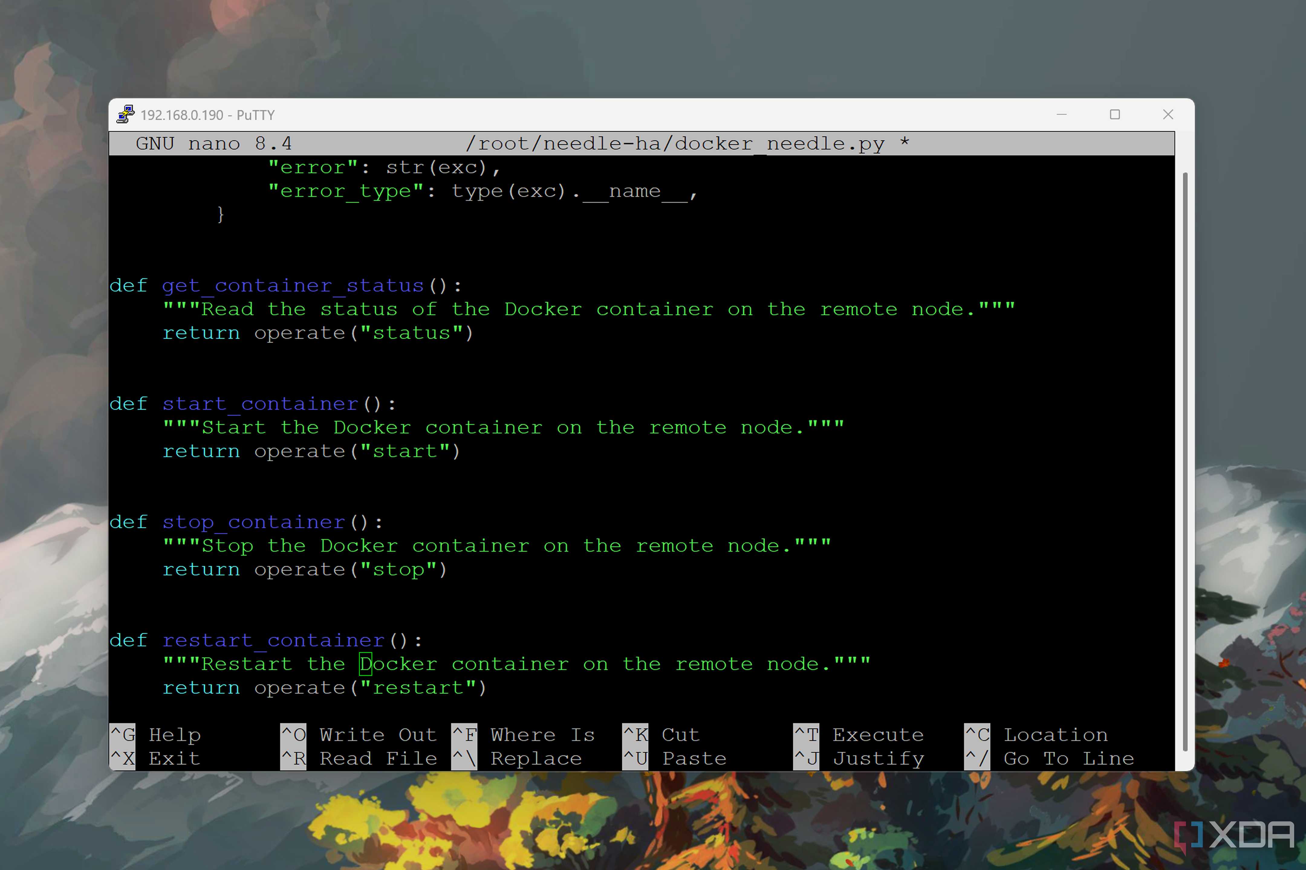 Creating a Python script to control a remote Docker node