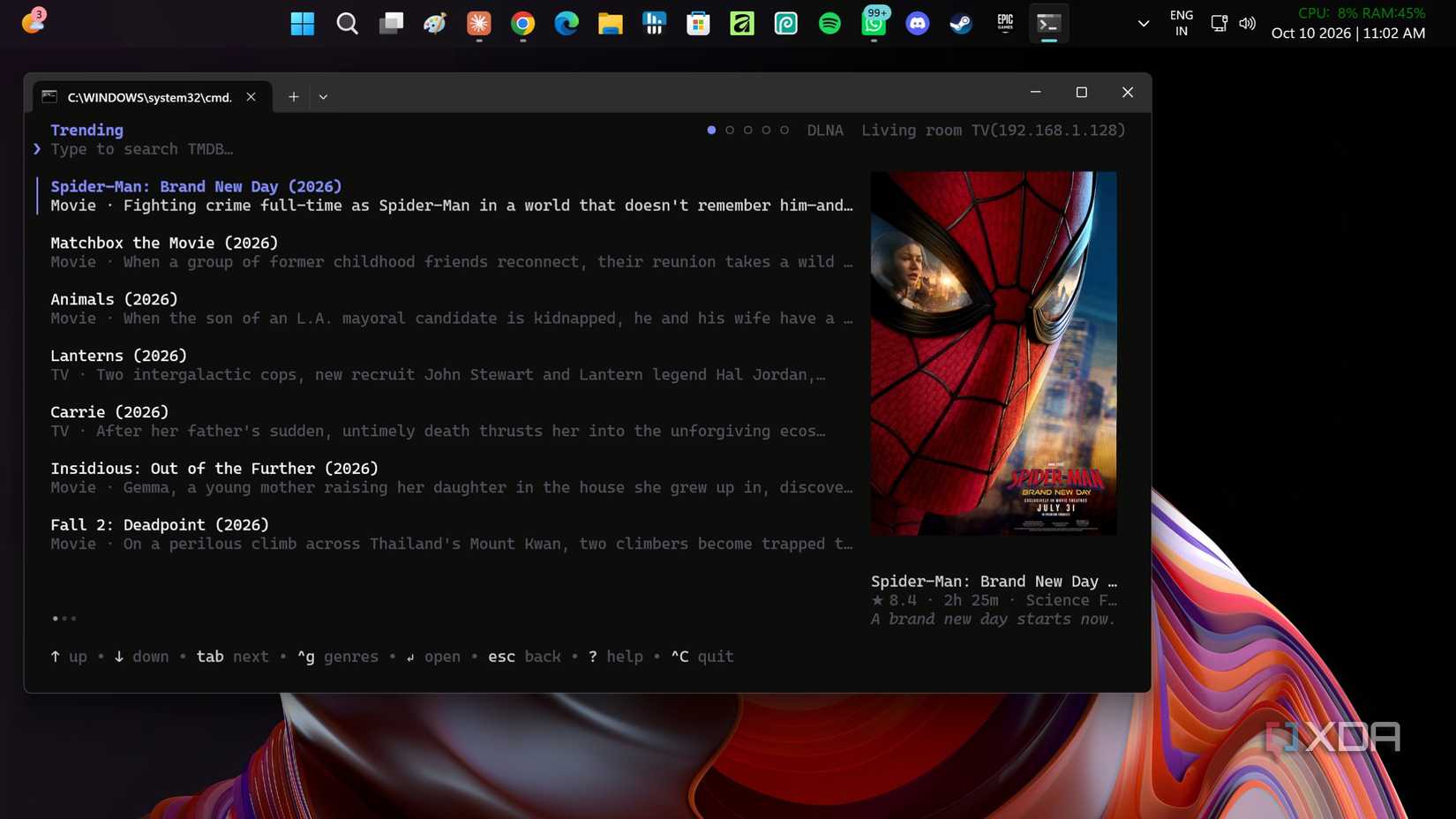 Movie browser inside terminal window via Castor.