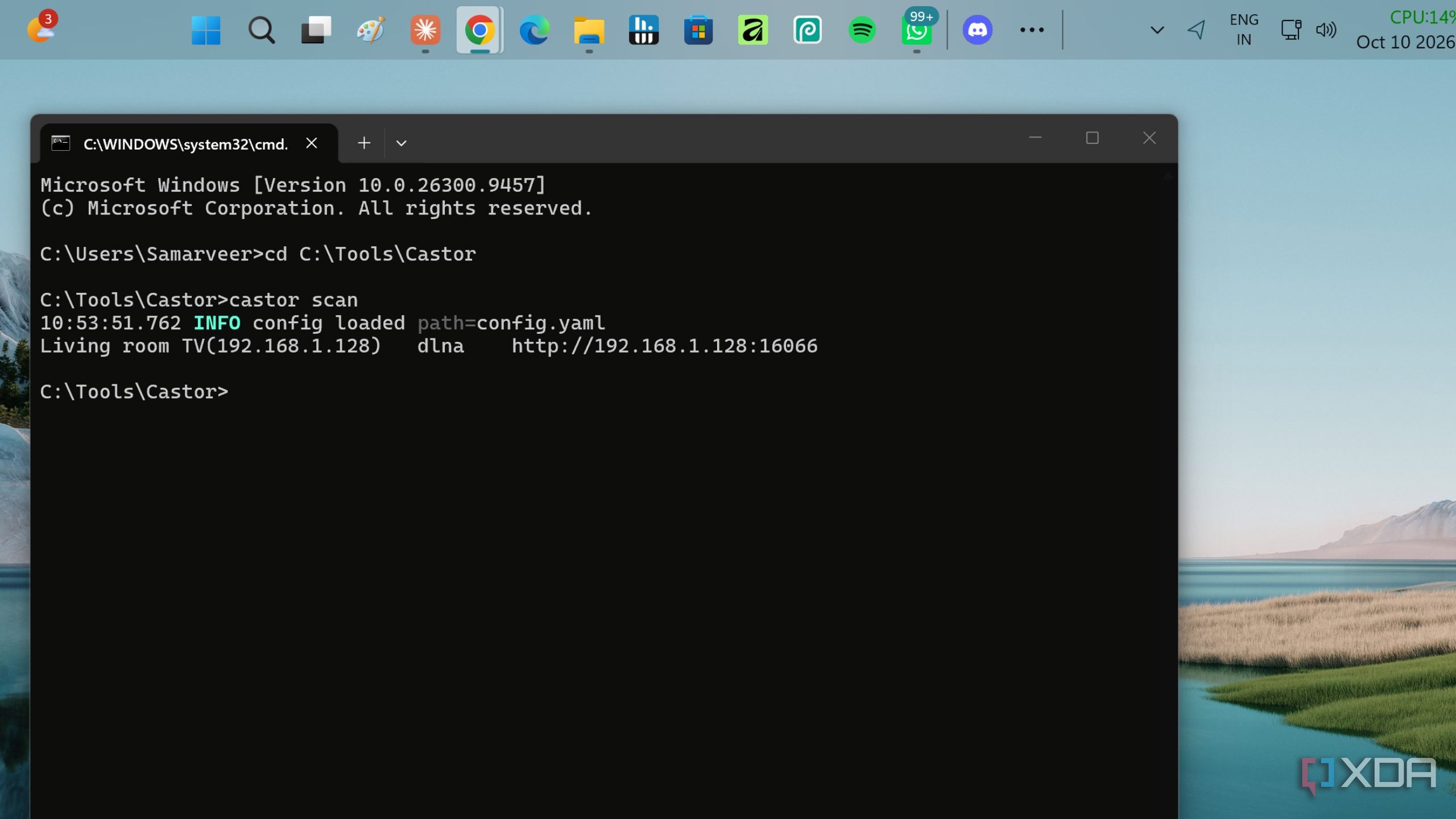 Castor scanning local network for compatible devices.