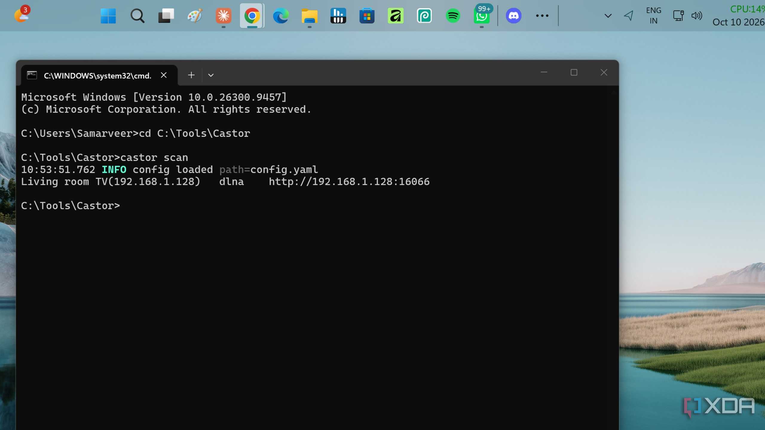 Castor scanning local network for compatible devices.
