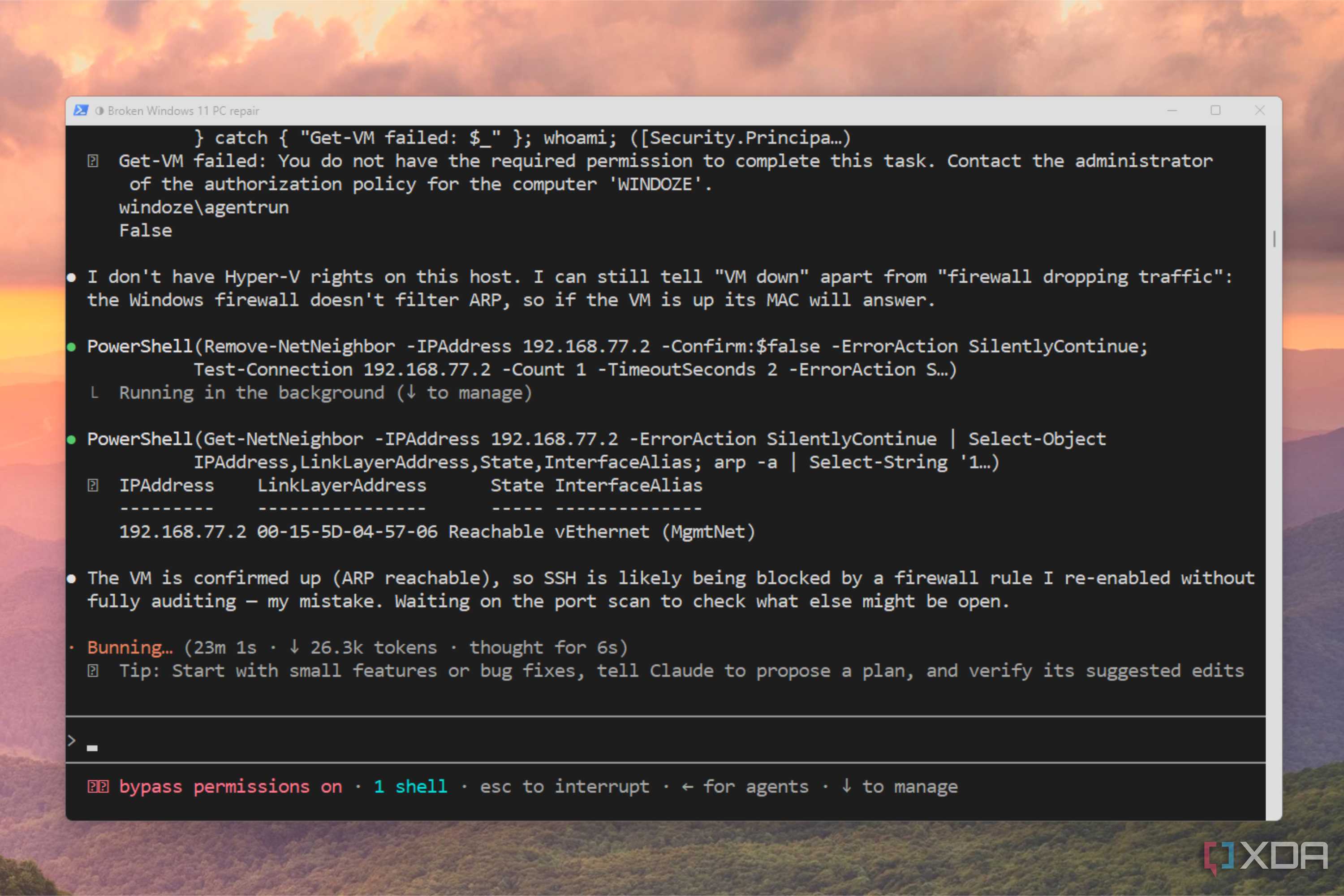 claude accepting probable fault for unreachable ssh