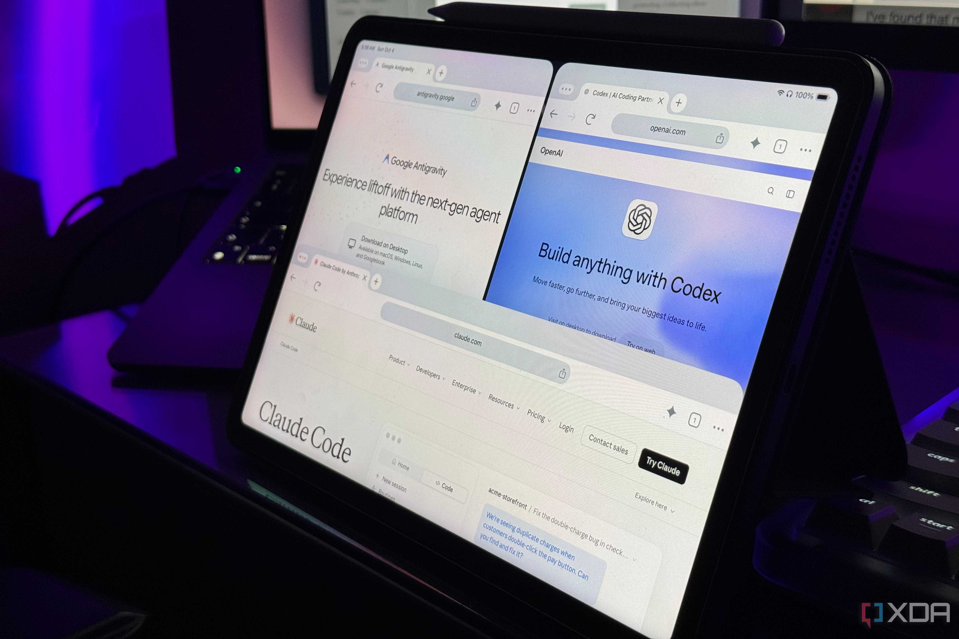 claude code, codex, and antigravity on ipad