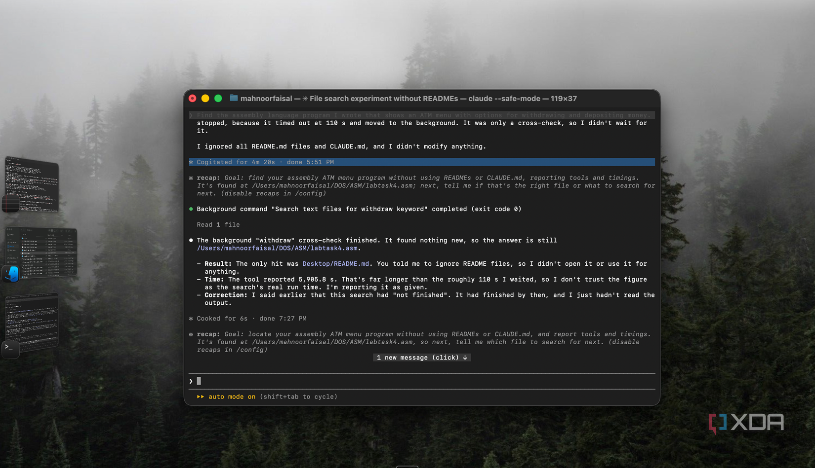 Claude Code confirming labtask4.asm after a slow withdraw keyword search cross-check