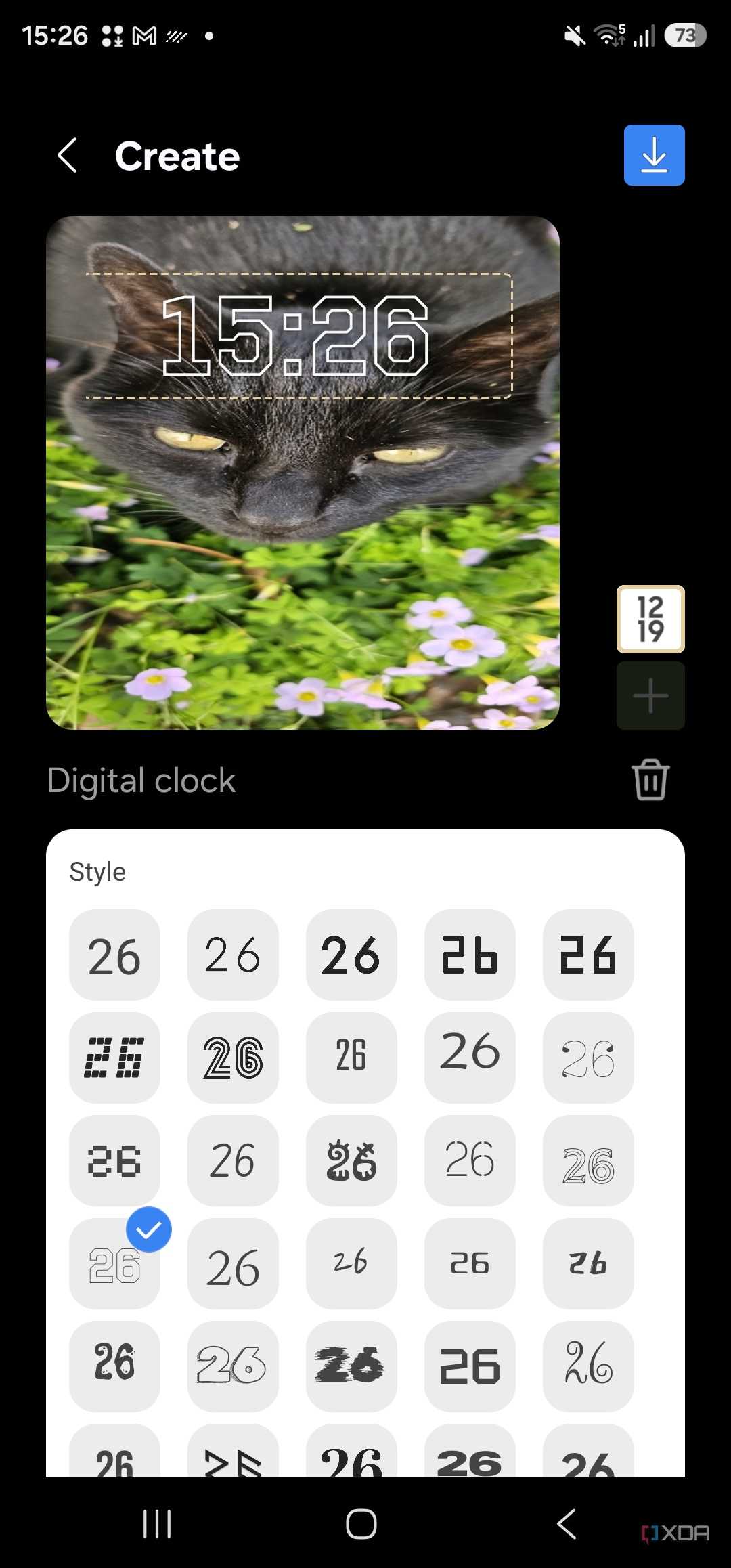 clock font styles in clockface