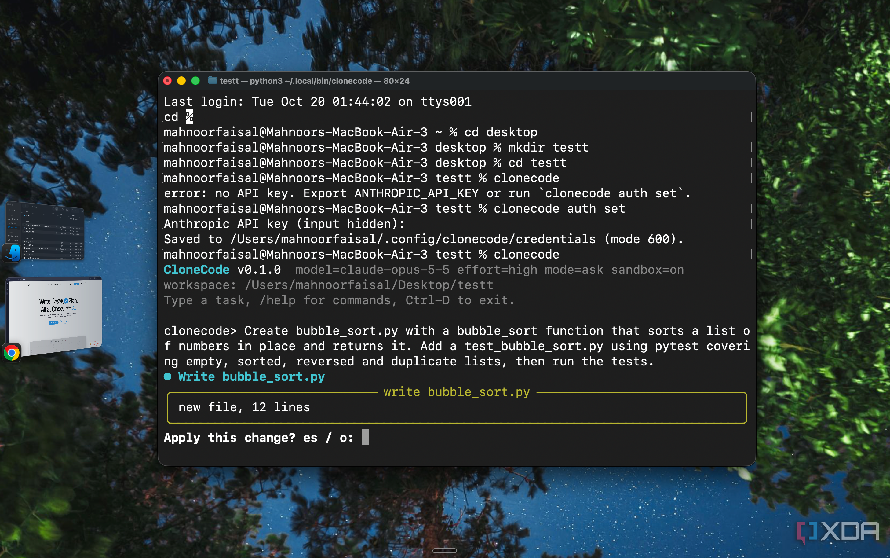 CloneCode asking permission to write a new bubble sort file