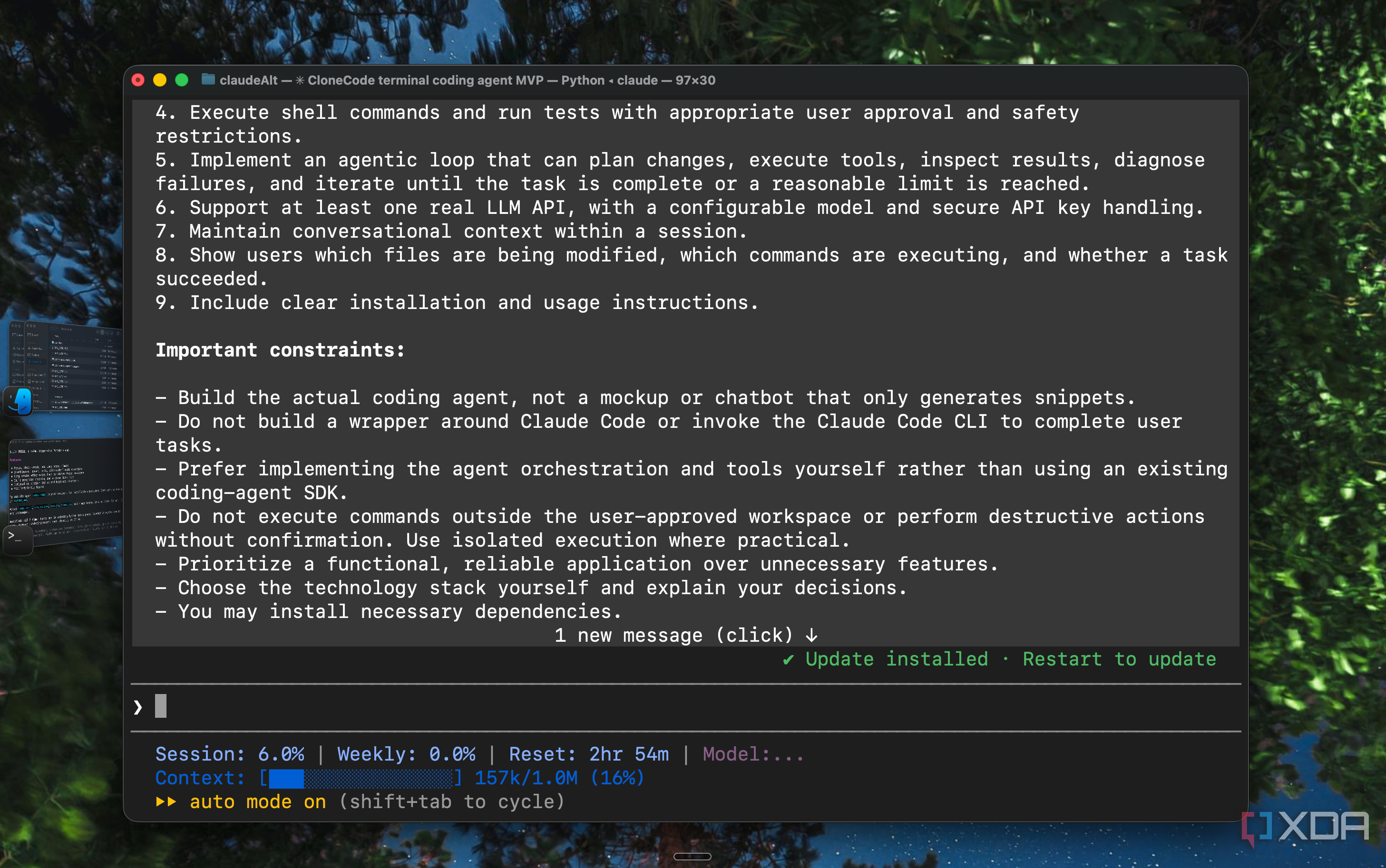 CloneCode prompt constraints telling Claude Code not to wrap or invoke itself