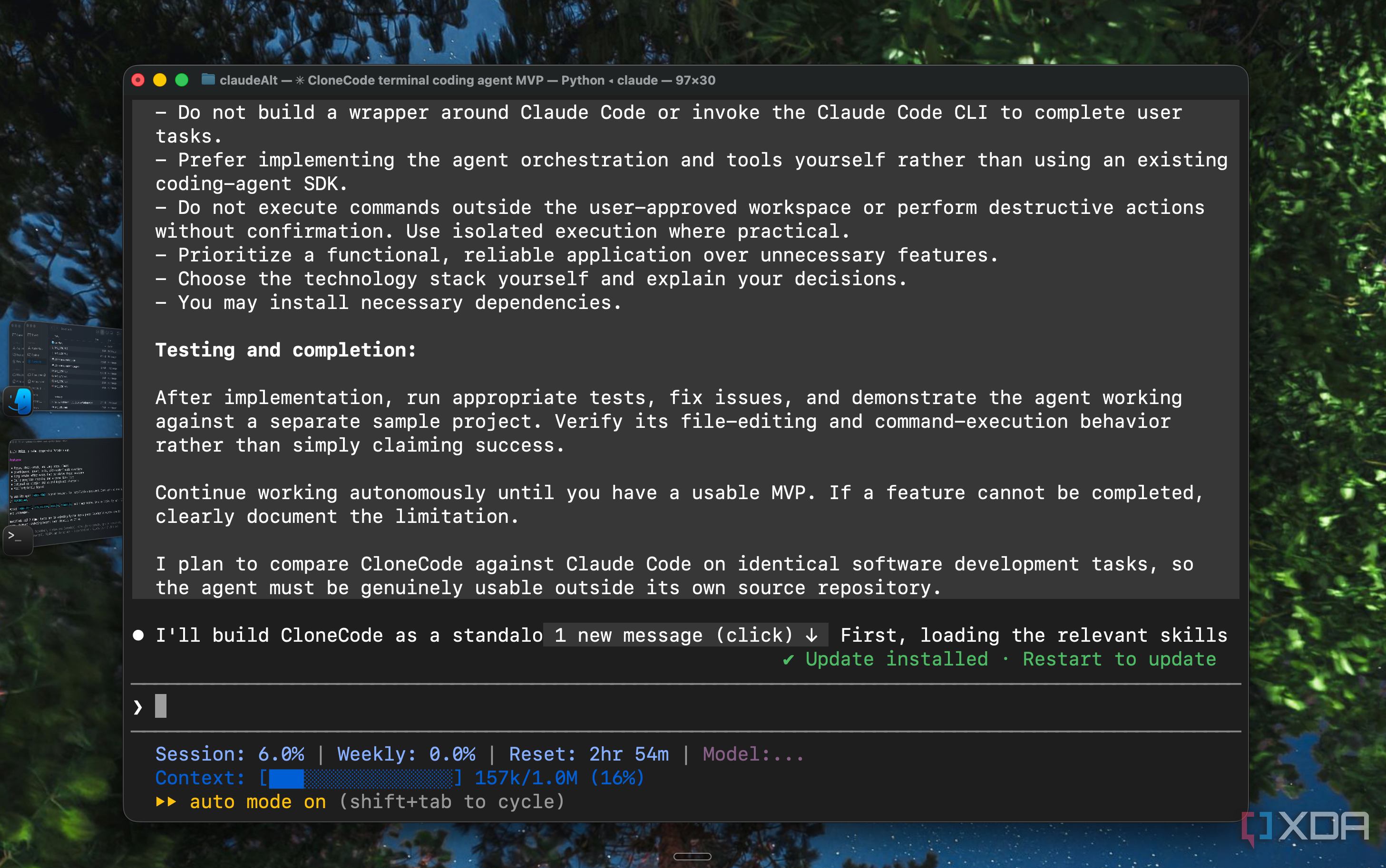CloneCode prompt testing section asking for a demo against a sample project