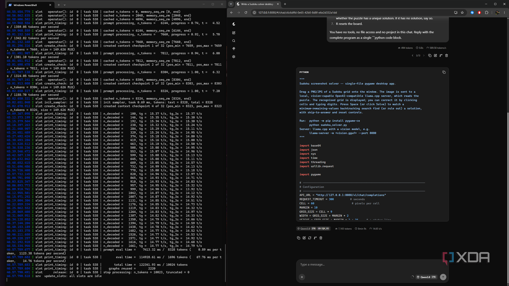 Qwen3.8-27B served via Llama.cpp.