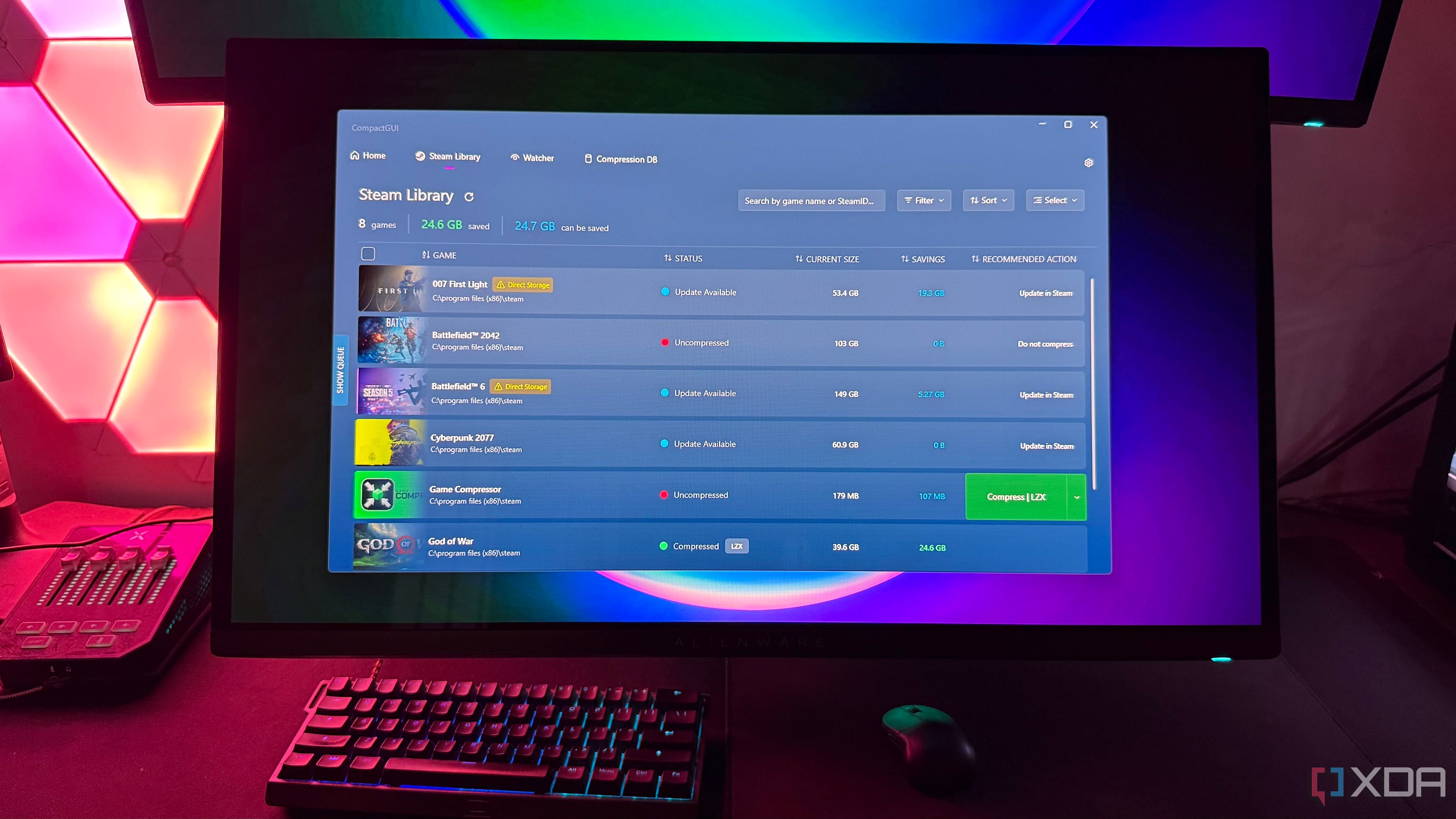 CompactGUI running on a Windows PC