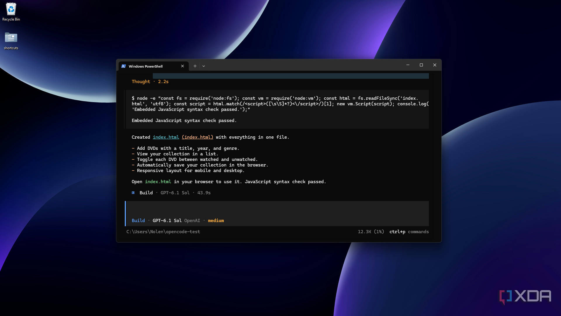 creating DVD Collection with GPT-6.1 Sol in OpenCode