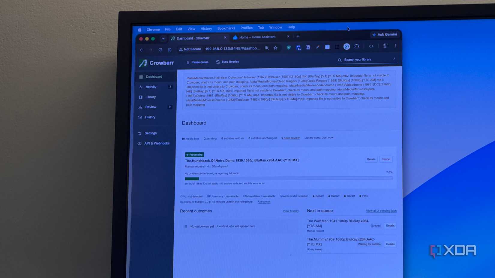Crowbarr dashboard on a Mac