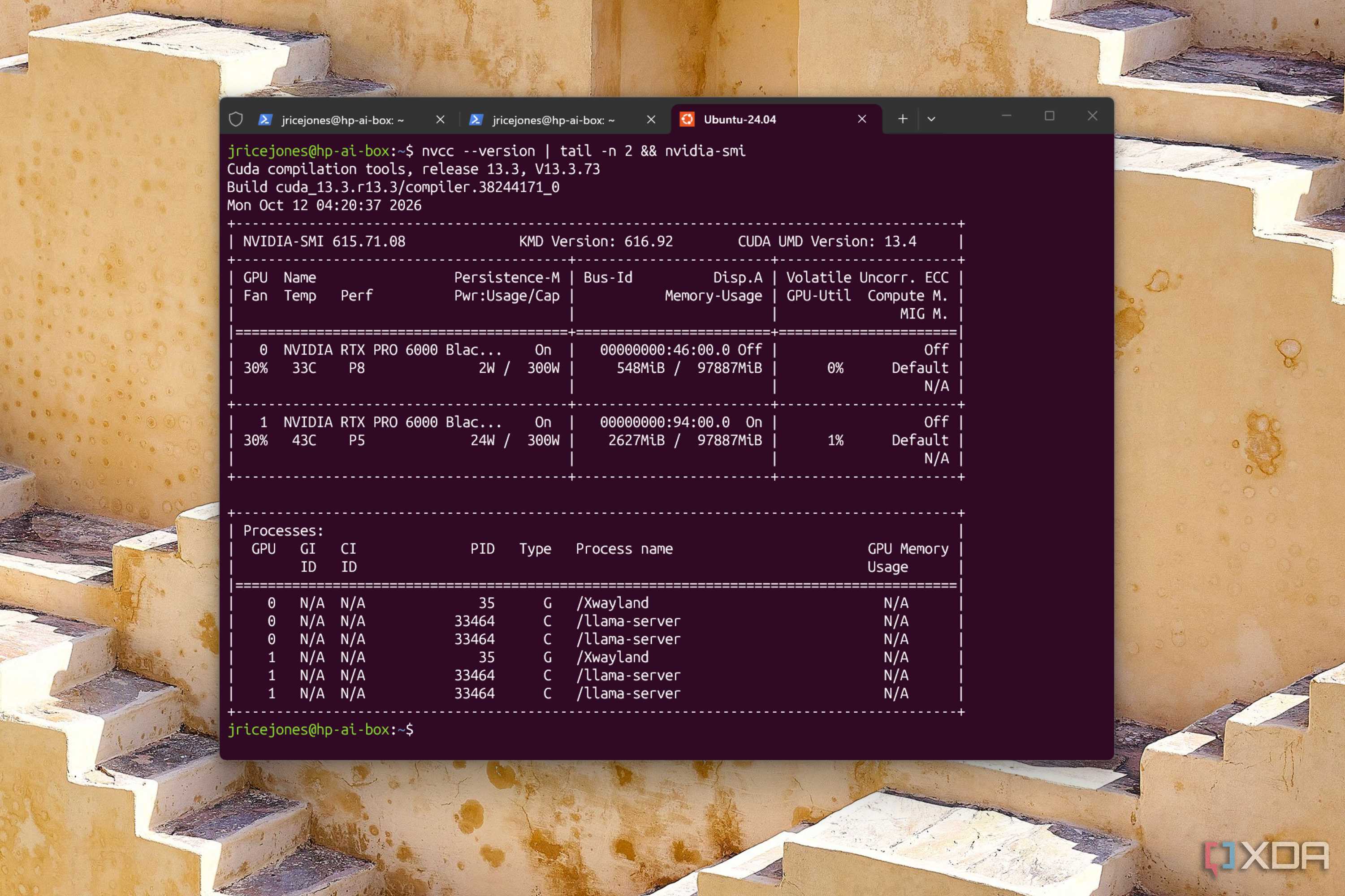 cuda smi in terminal window