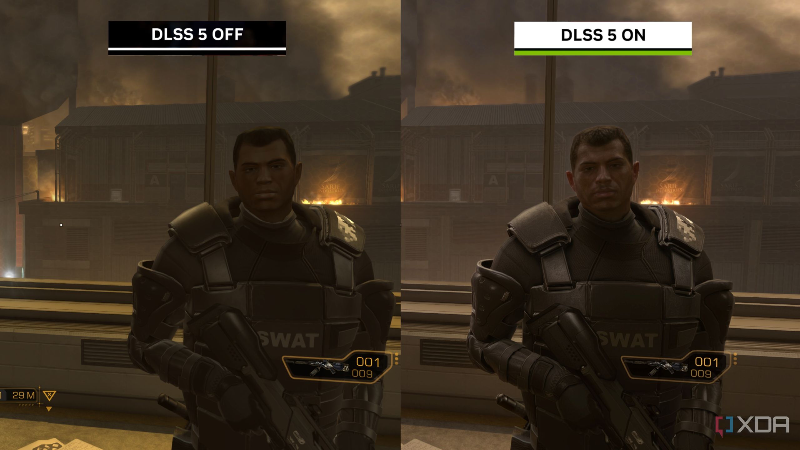 DLSS 5 comparison on Deus Ex Human Revolution.
