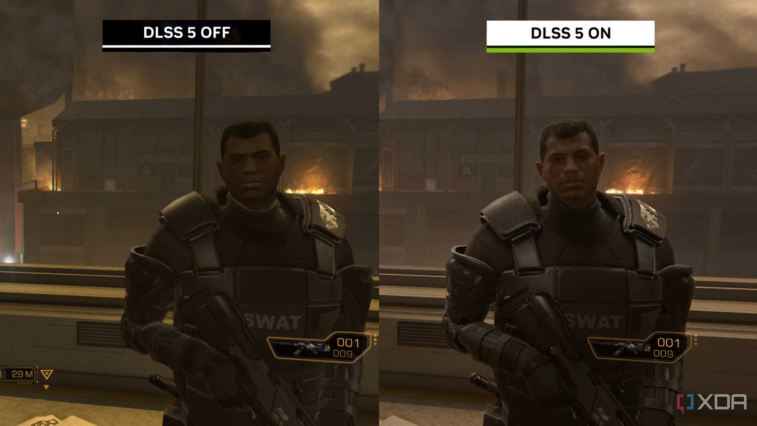 DLSS 5 comparison on Deus Ex Human Revolution.