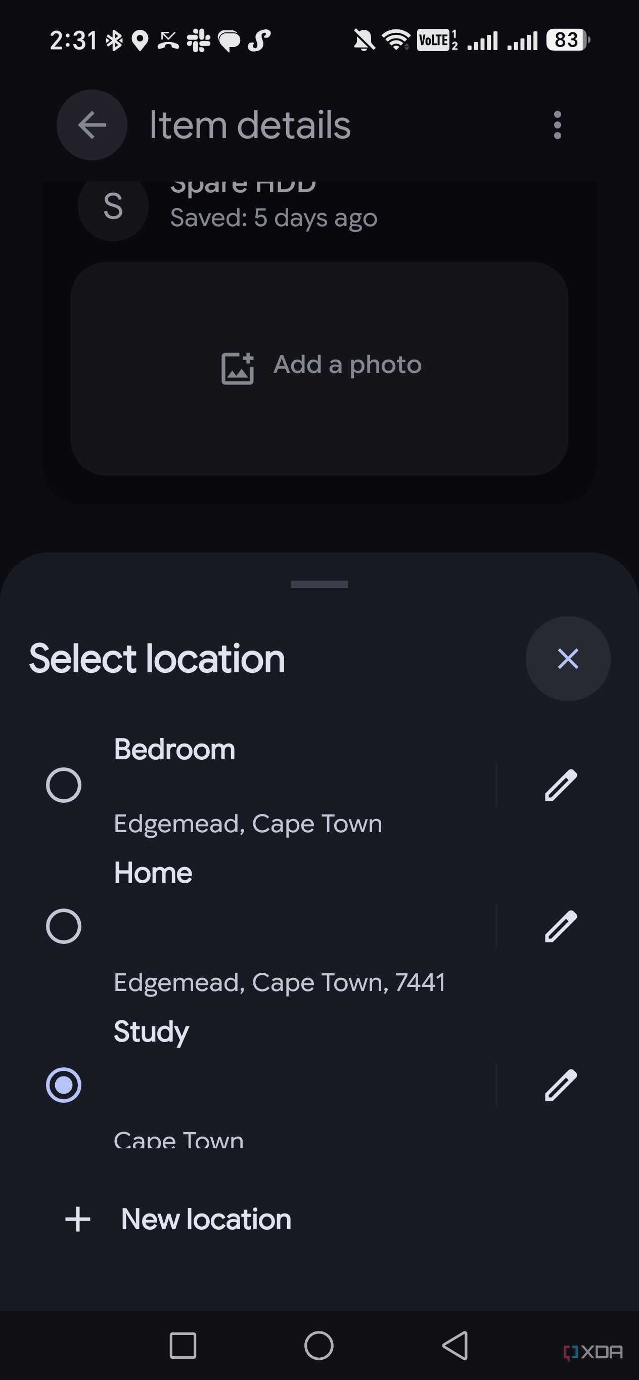 different locations in find hub remembered