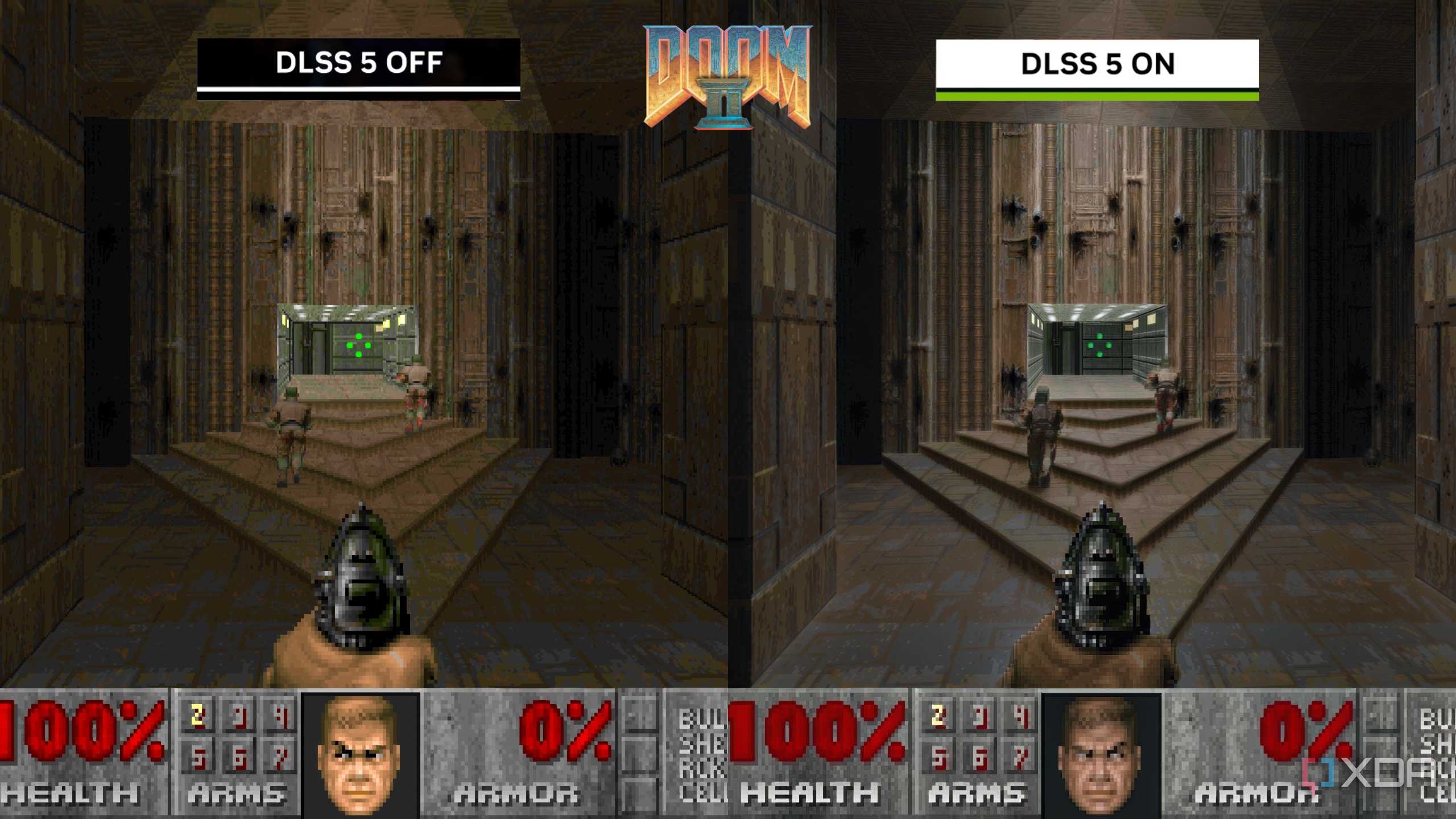 DLSS 5 comparison in Doom II, 1994.