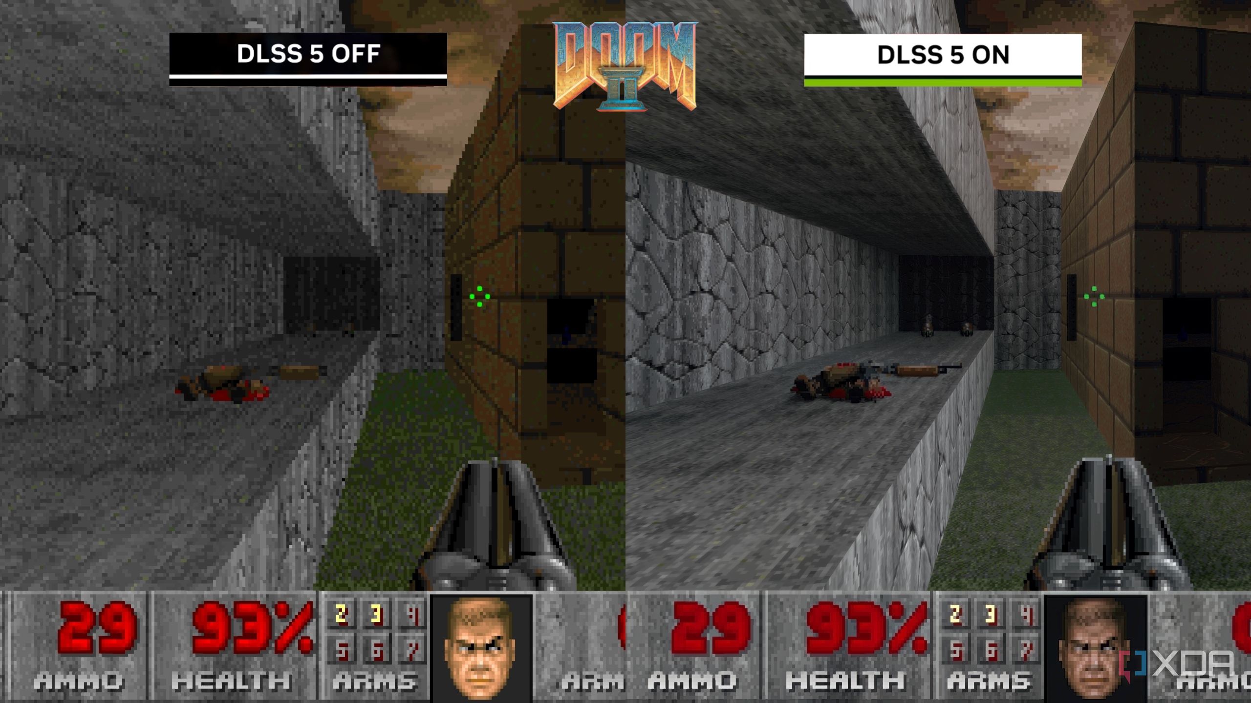 DLSS 5 comparison in Doom II, 1994.