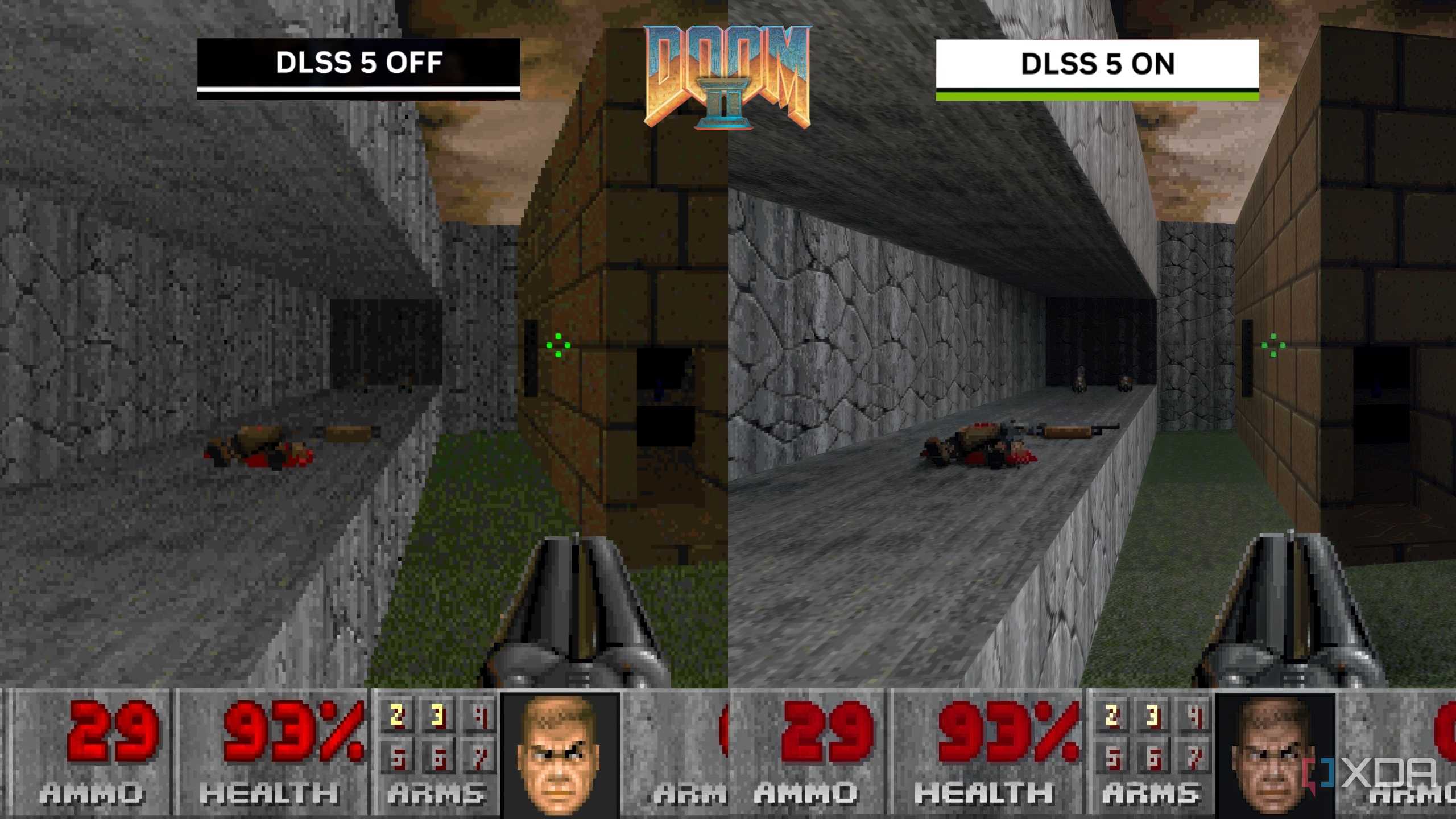 DLSS 5 comparison in Doom II, 1994.