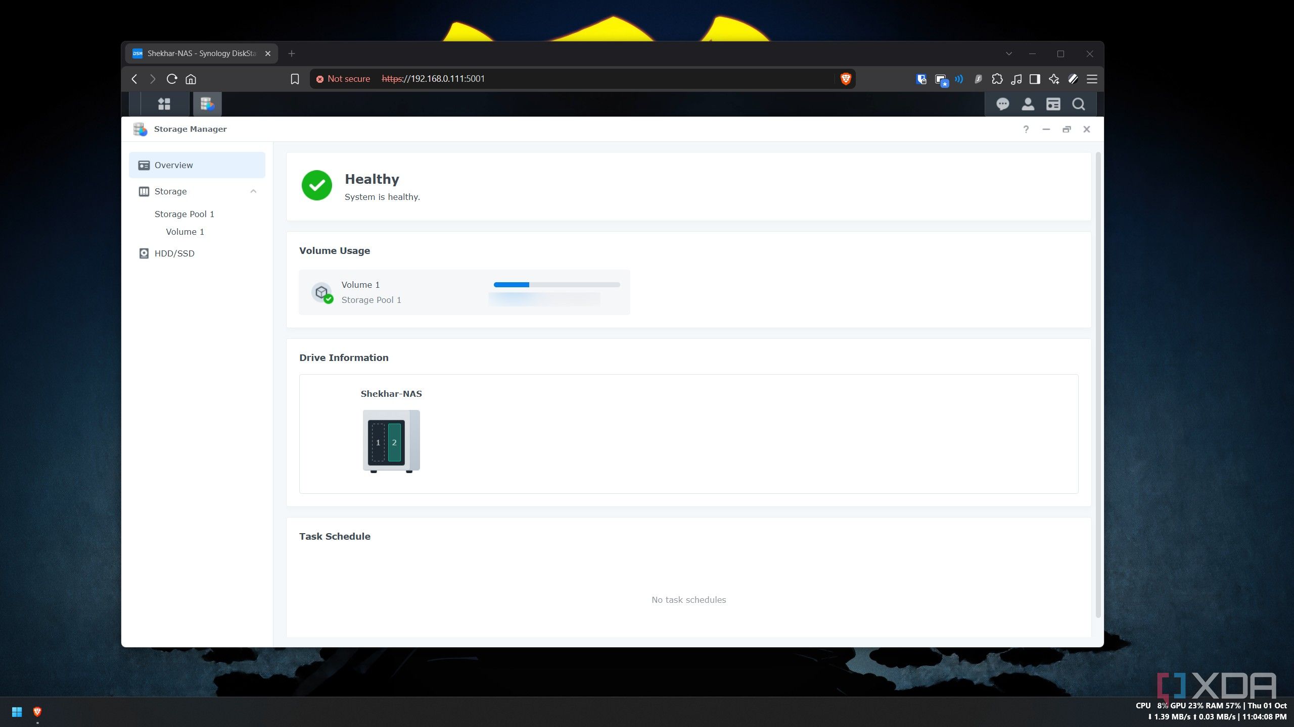 Обзор менеджера хранилищ Synology DSM с отметкой Healthy