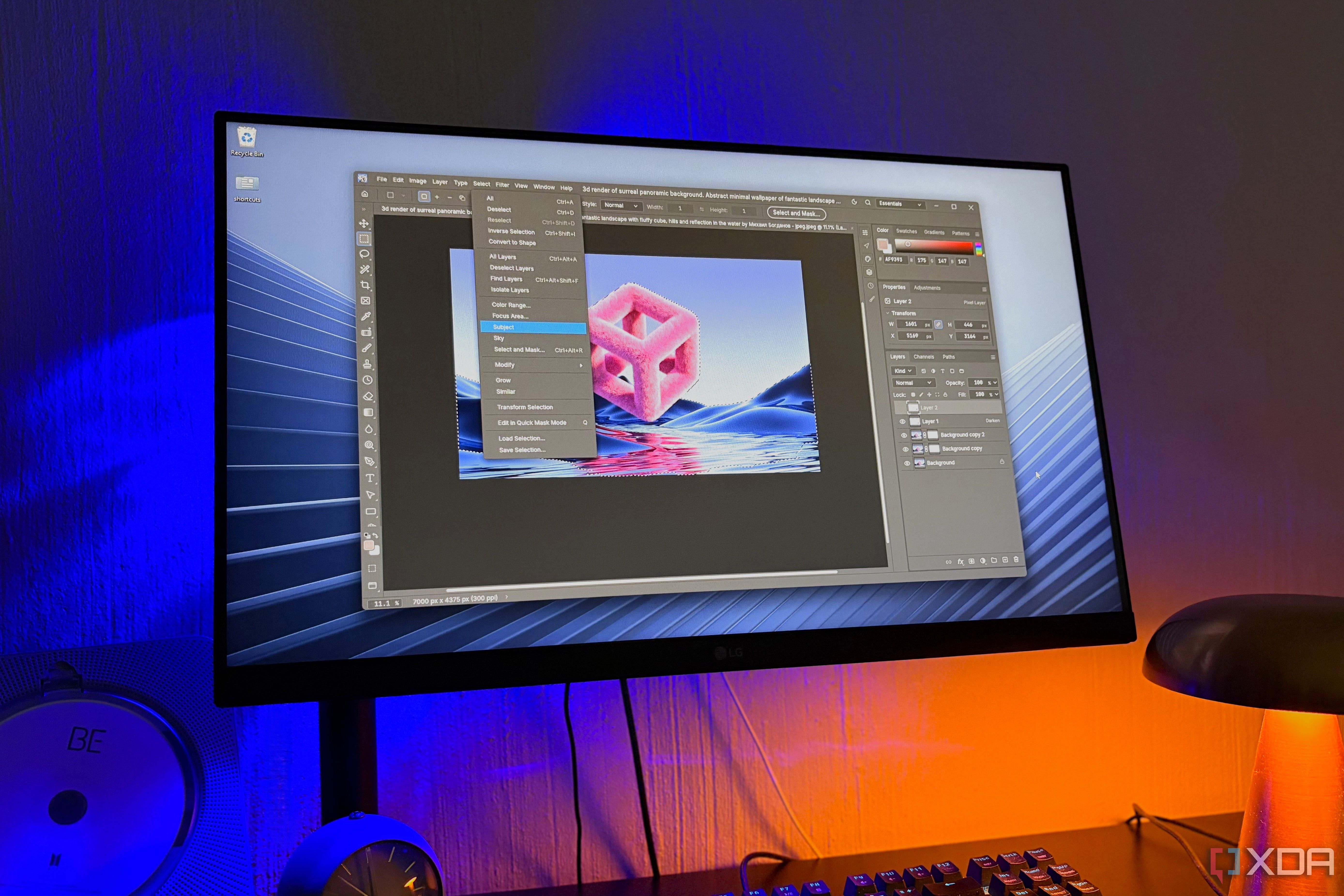 editing image in photocraft on desktop pc