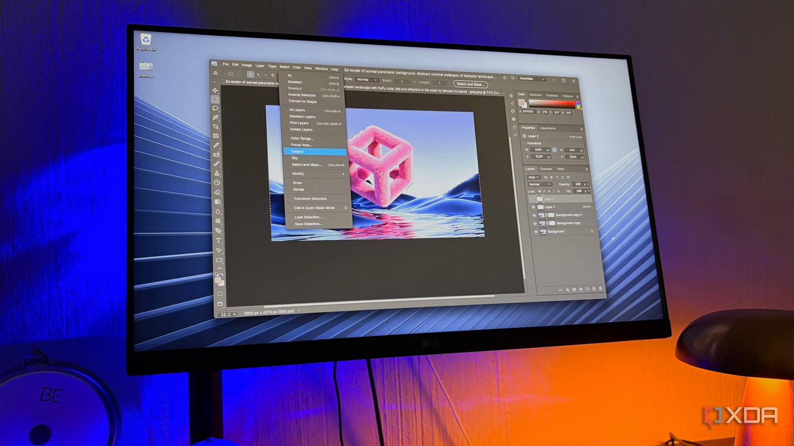 editing image in photocraft on desktop pc