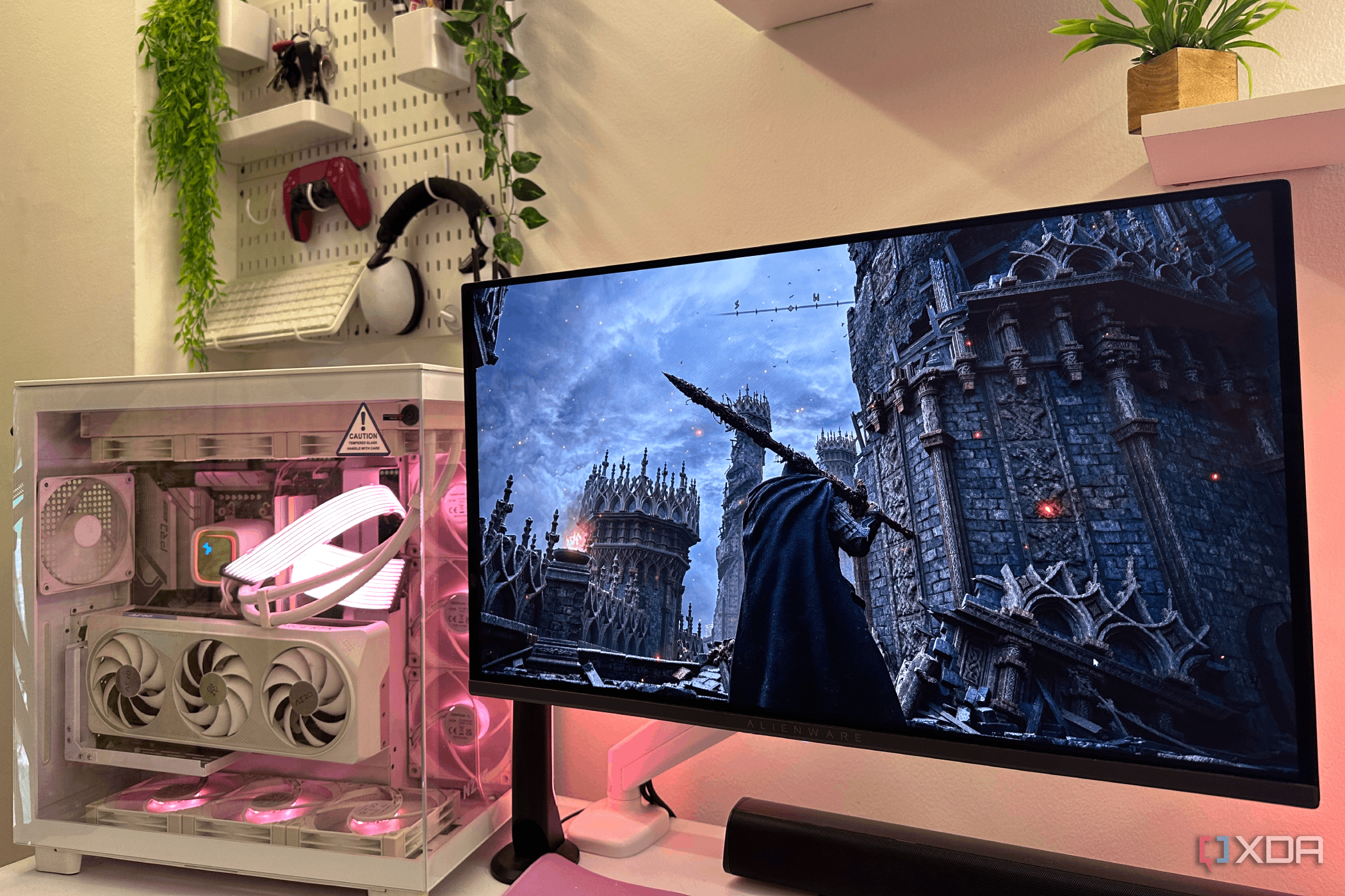 Elden Ring with DLSS 5 on an OLED 1440p monitor with an Nvidia RTX 4070 Ti GPU in PC.