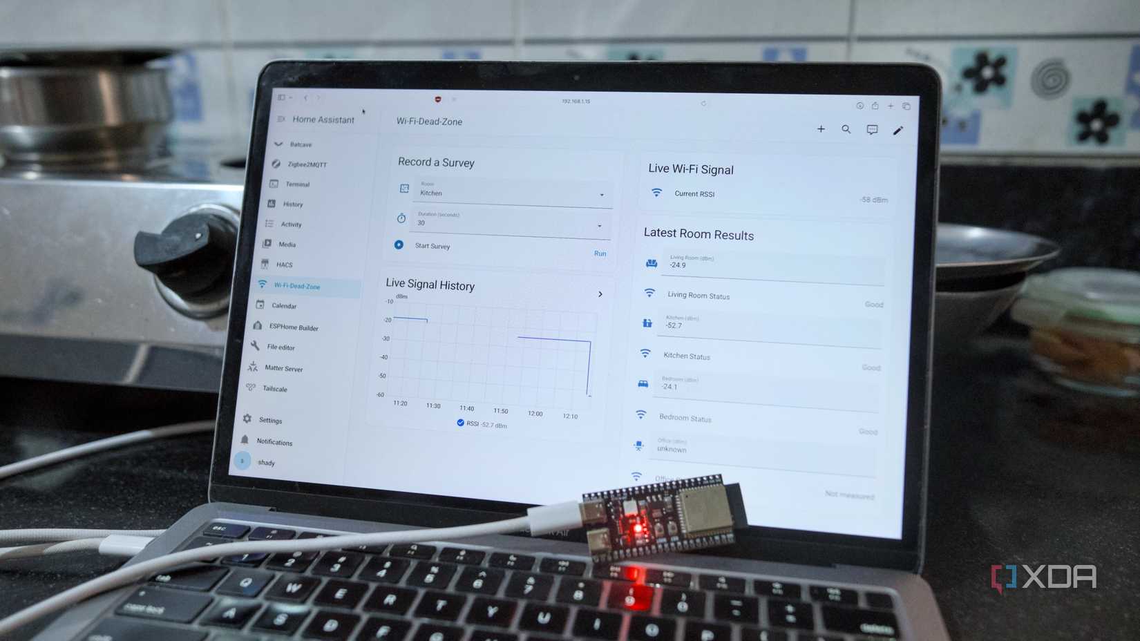 ESP32-based Wi-Fi scan for dead zone in kitchen