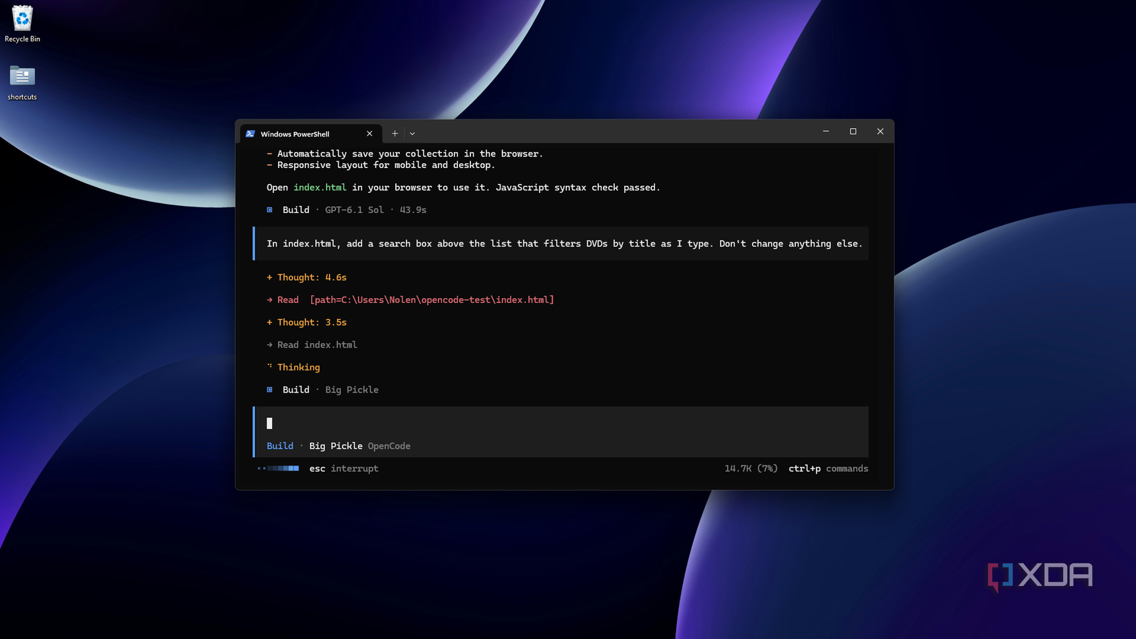 extending with search box in OpenCode