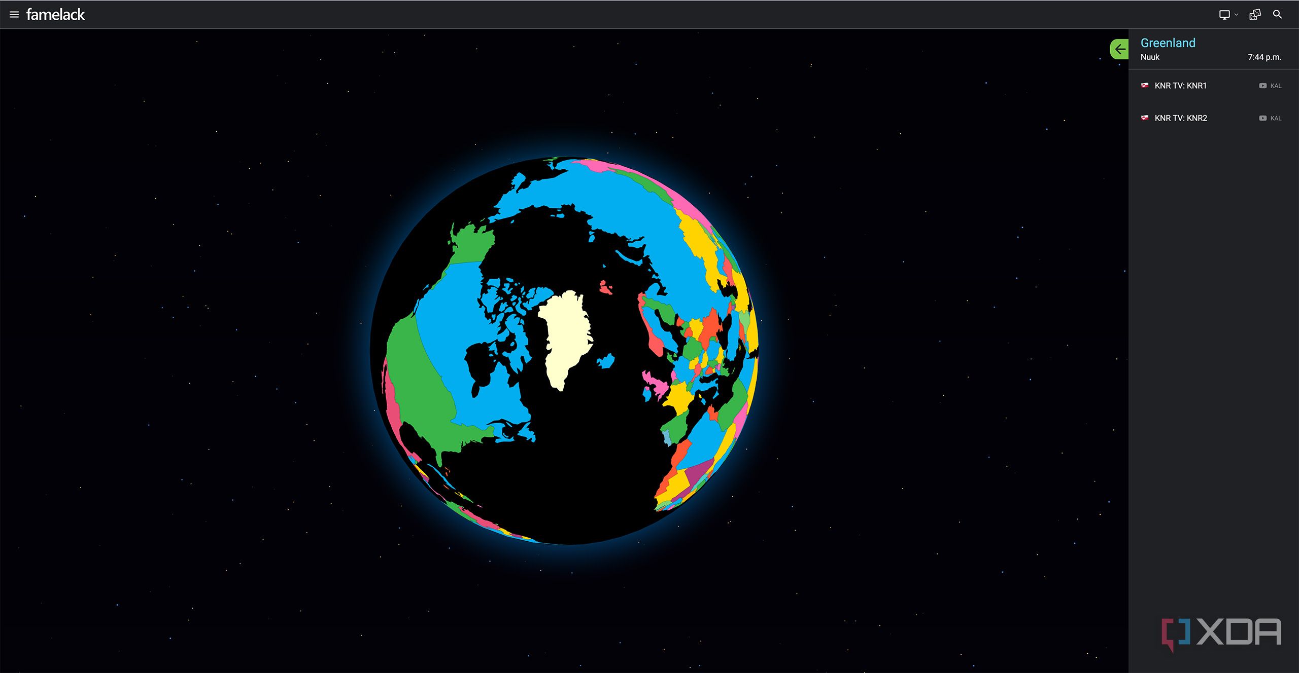 A screenshot of Famelack's Greeland channels