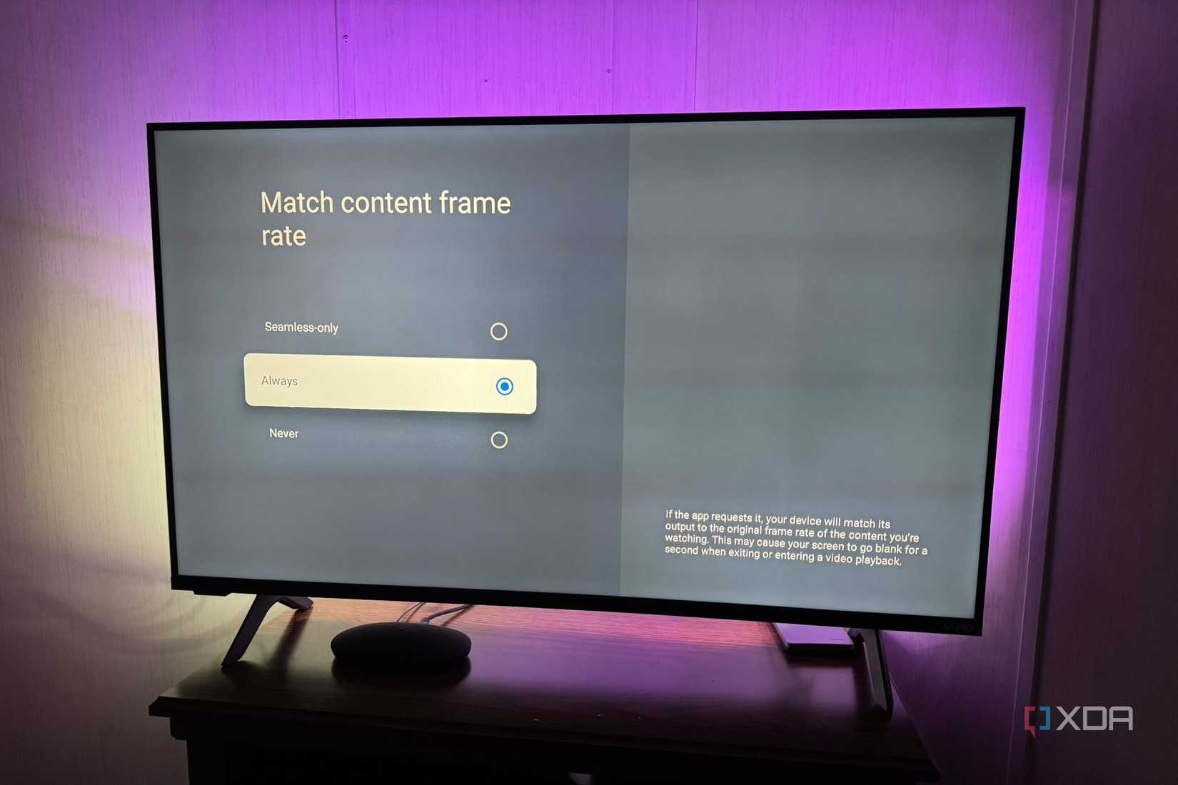 Match Content Frame Rate Google TV Box