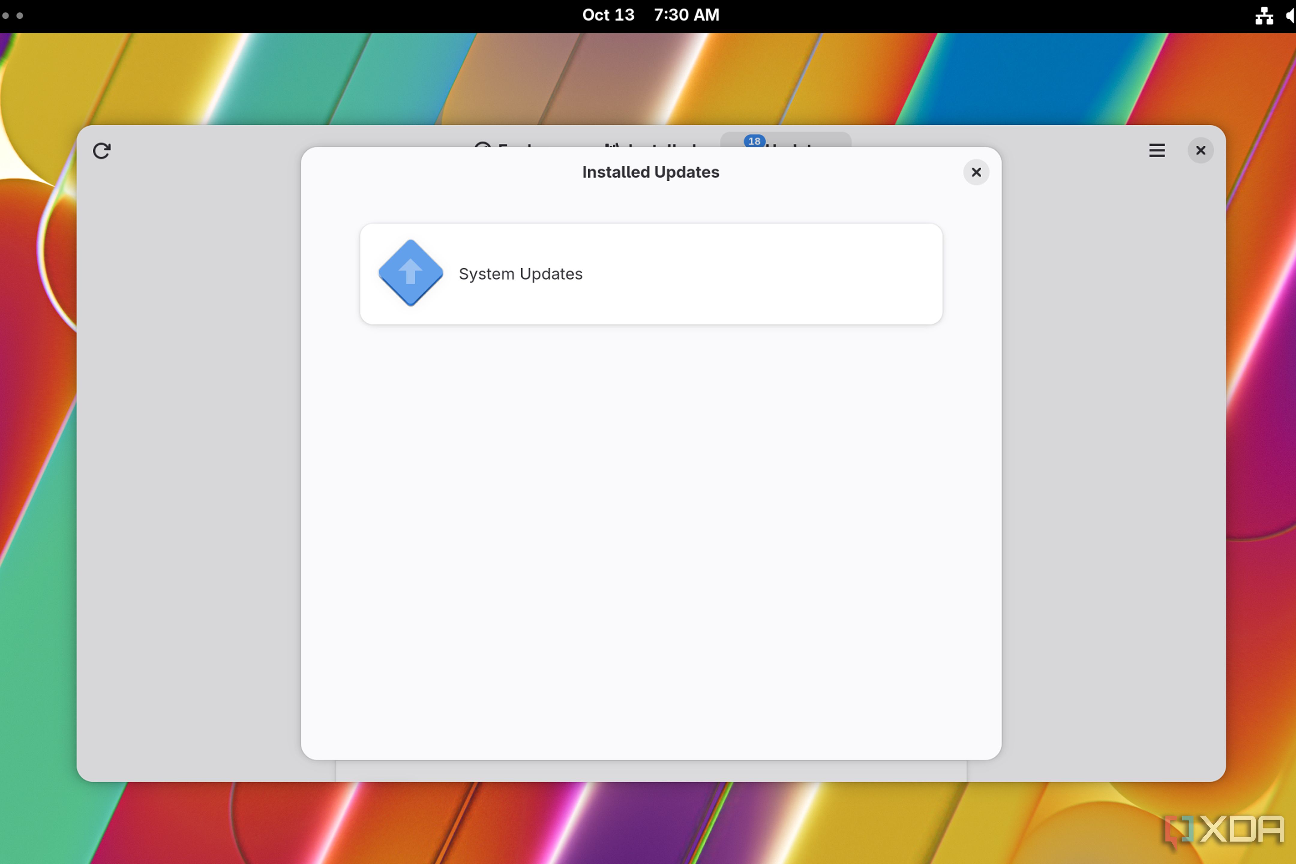 The installed updates on Fedora Silverblue
