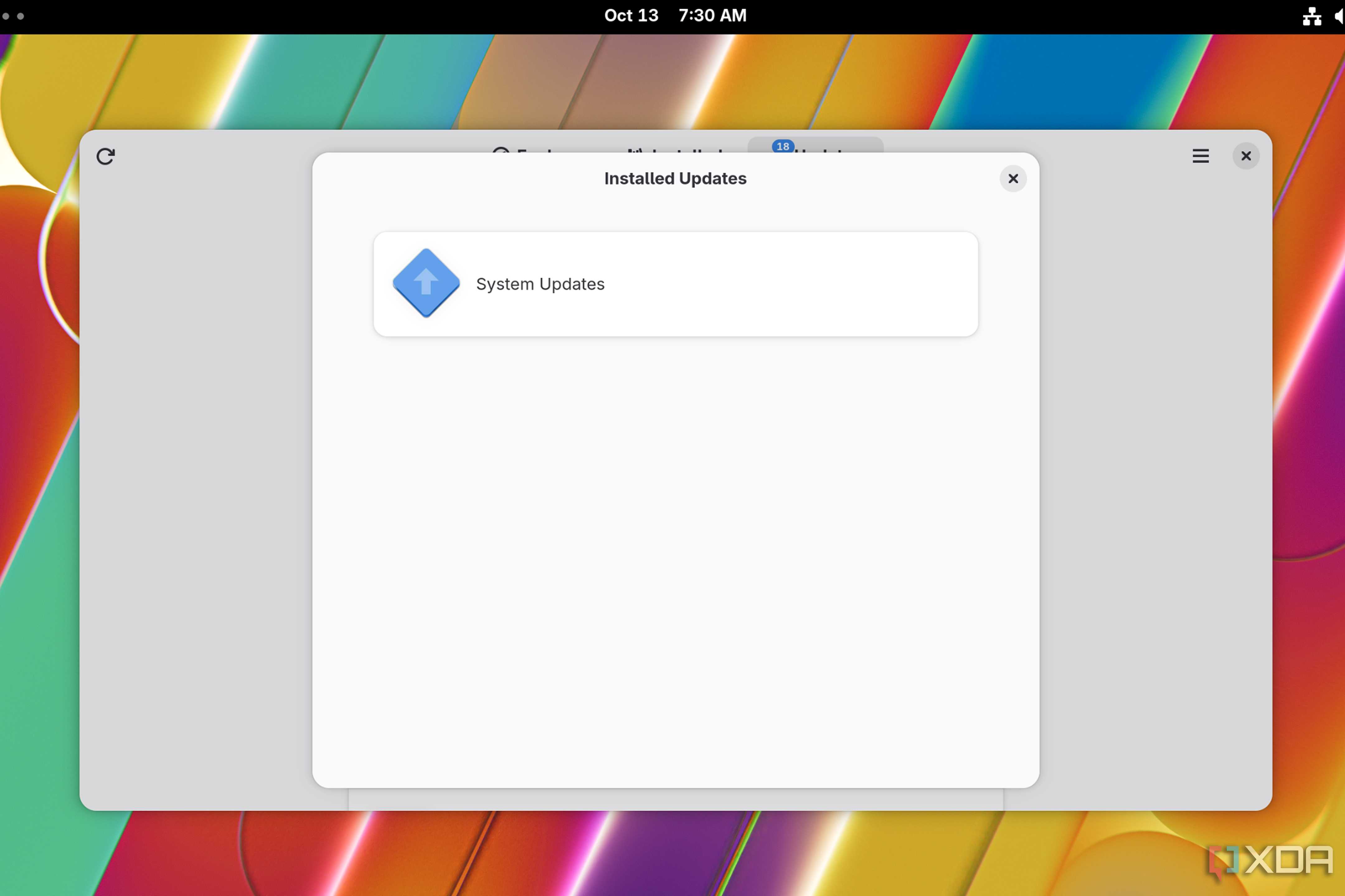 The installed updates on Fedora Silverblue