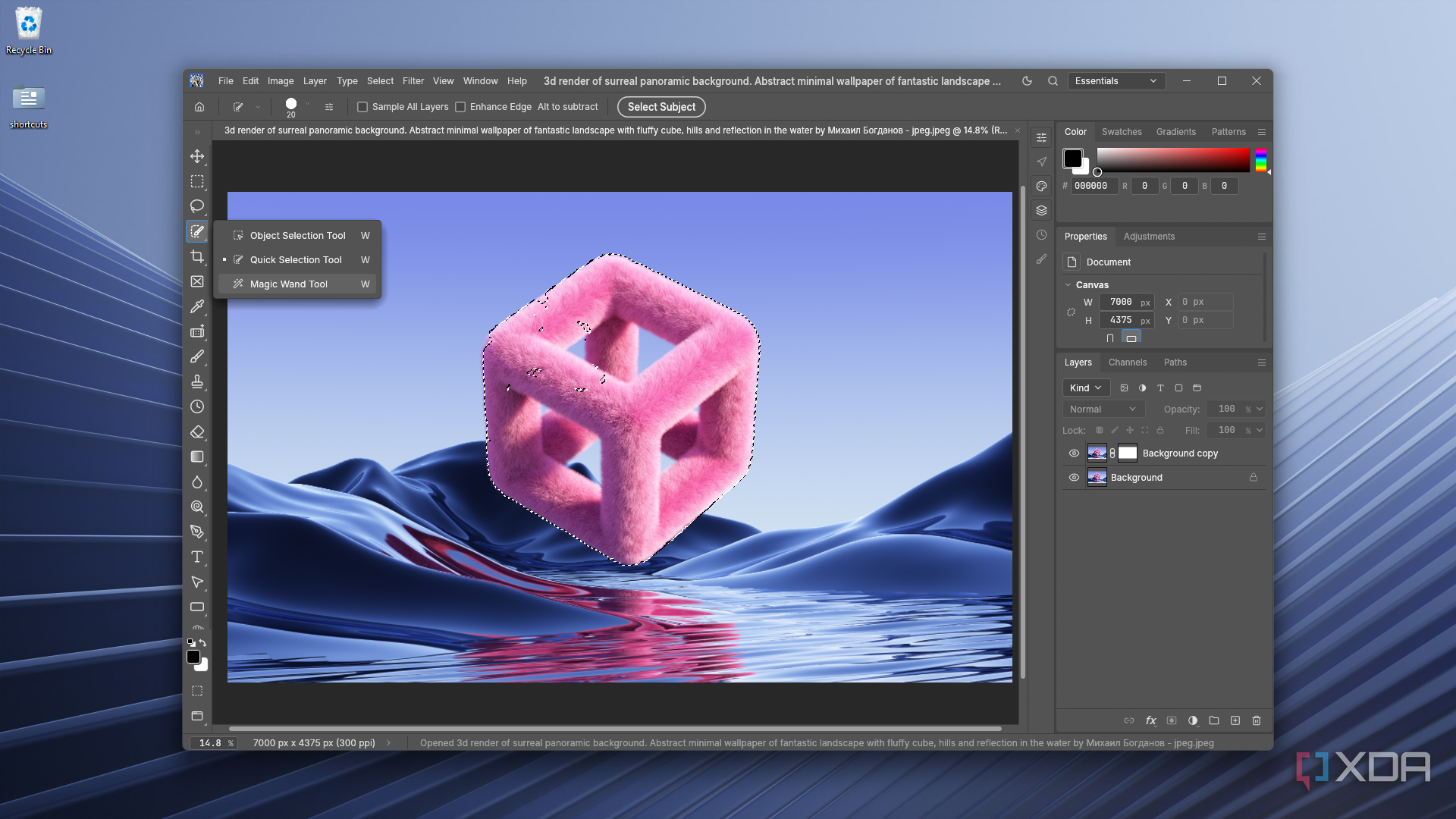 finding Object Selection submenu in PhotoCraft