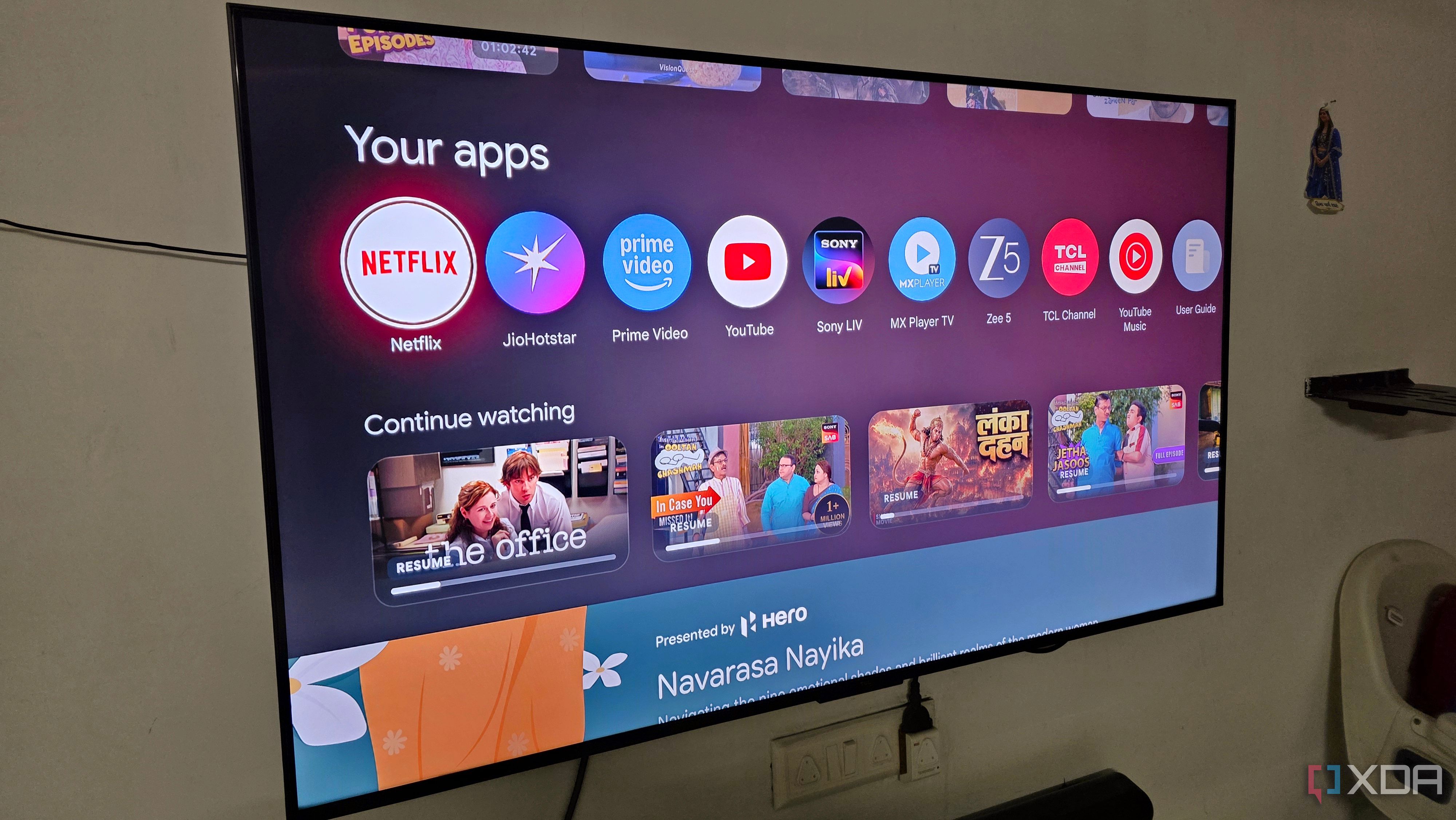 TCL TV home screen being shown