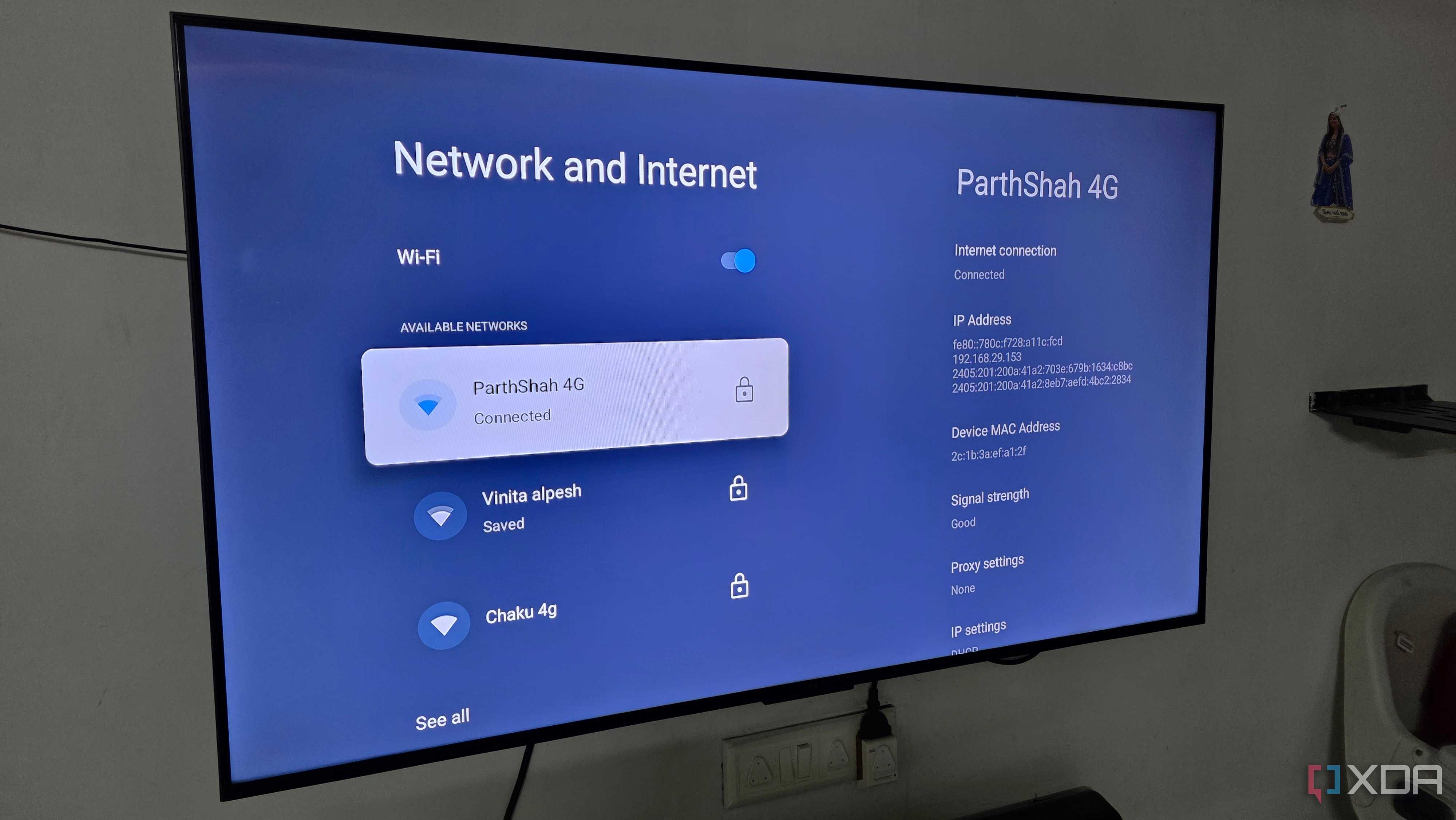 Android TV network menu