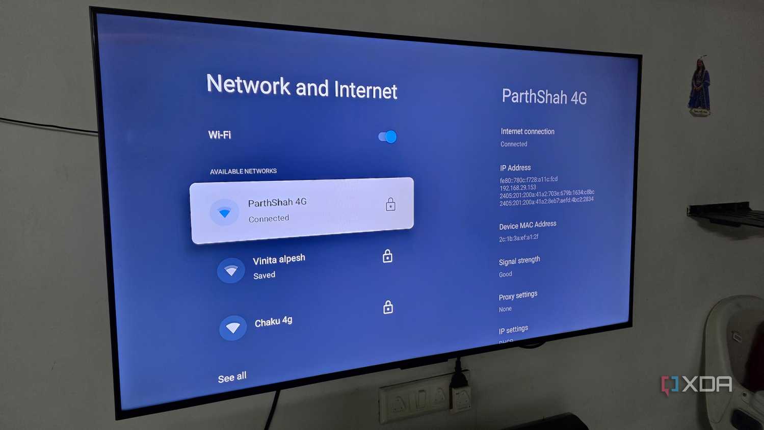 Android TV network menu