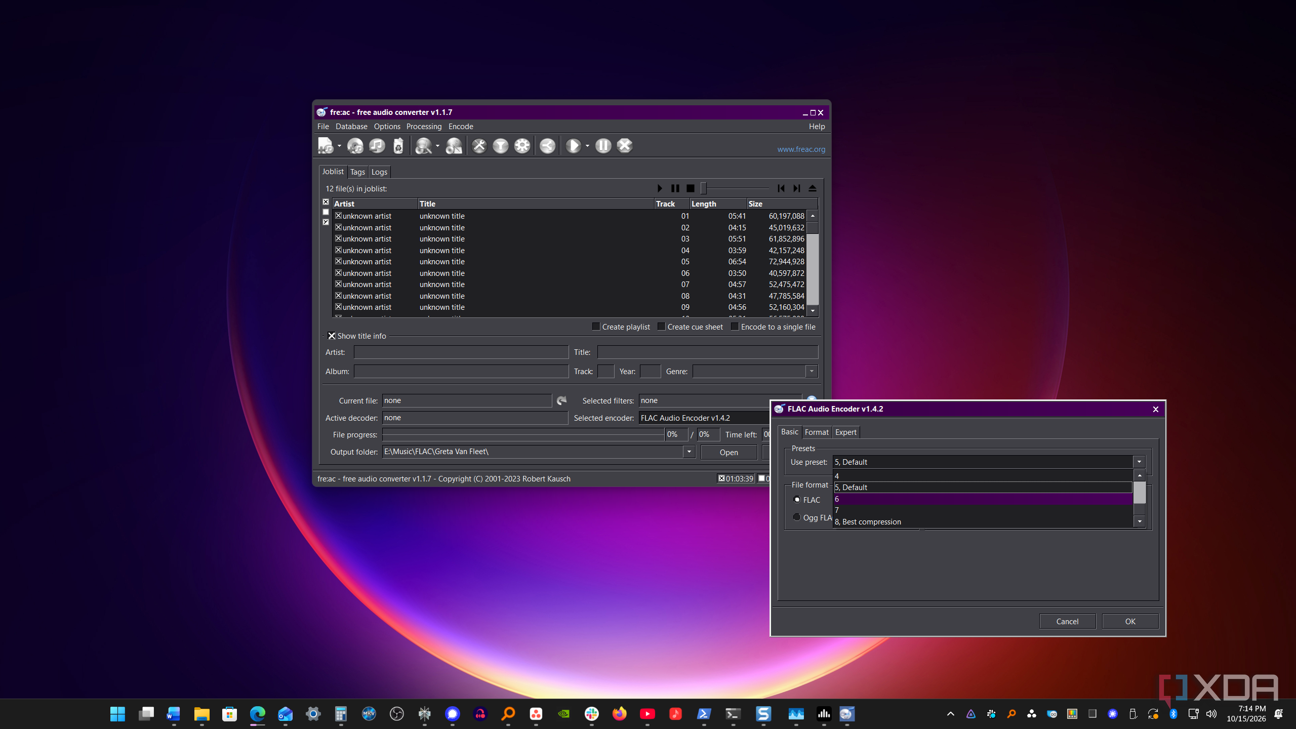 Freeac Ripping to FLAC Format