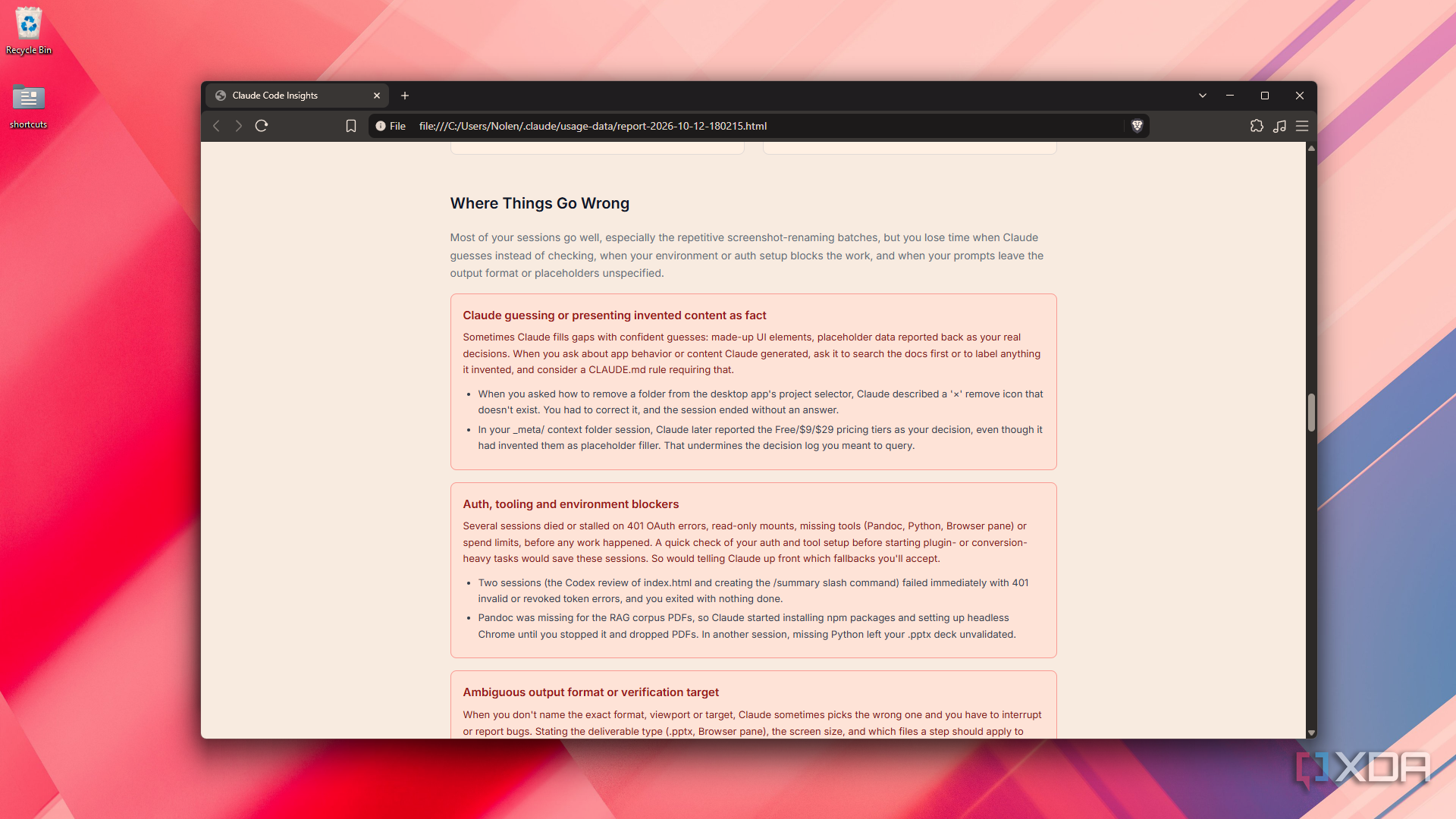 friction patterns in Claude Code Insights report
