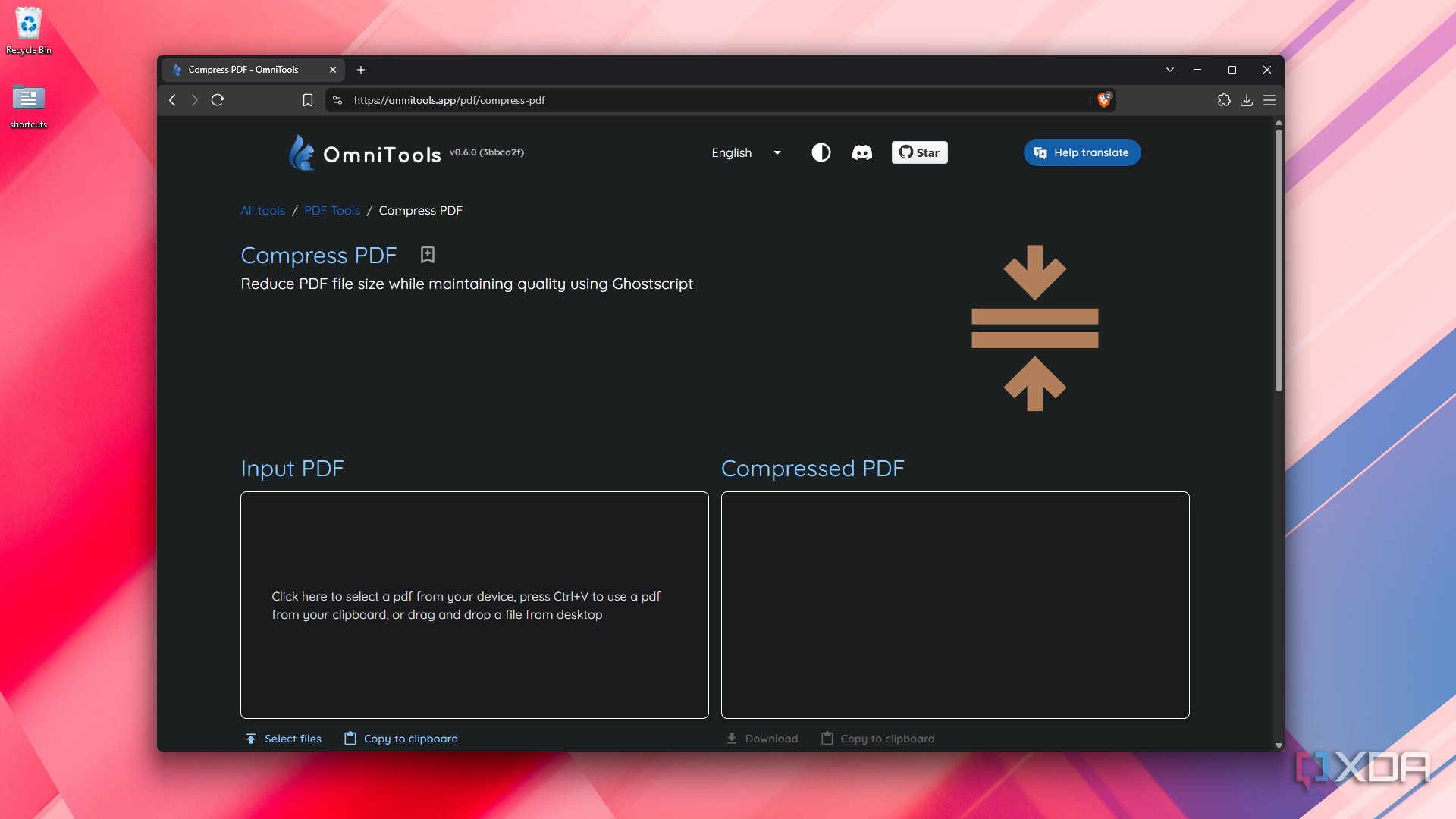 ghostscript shrink via OmniTools Compress PDF