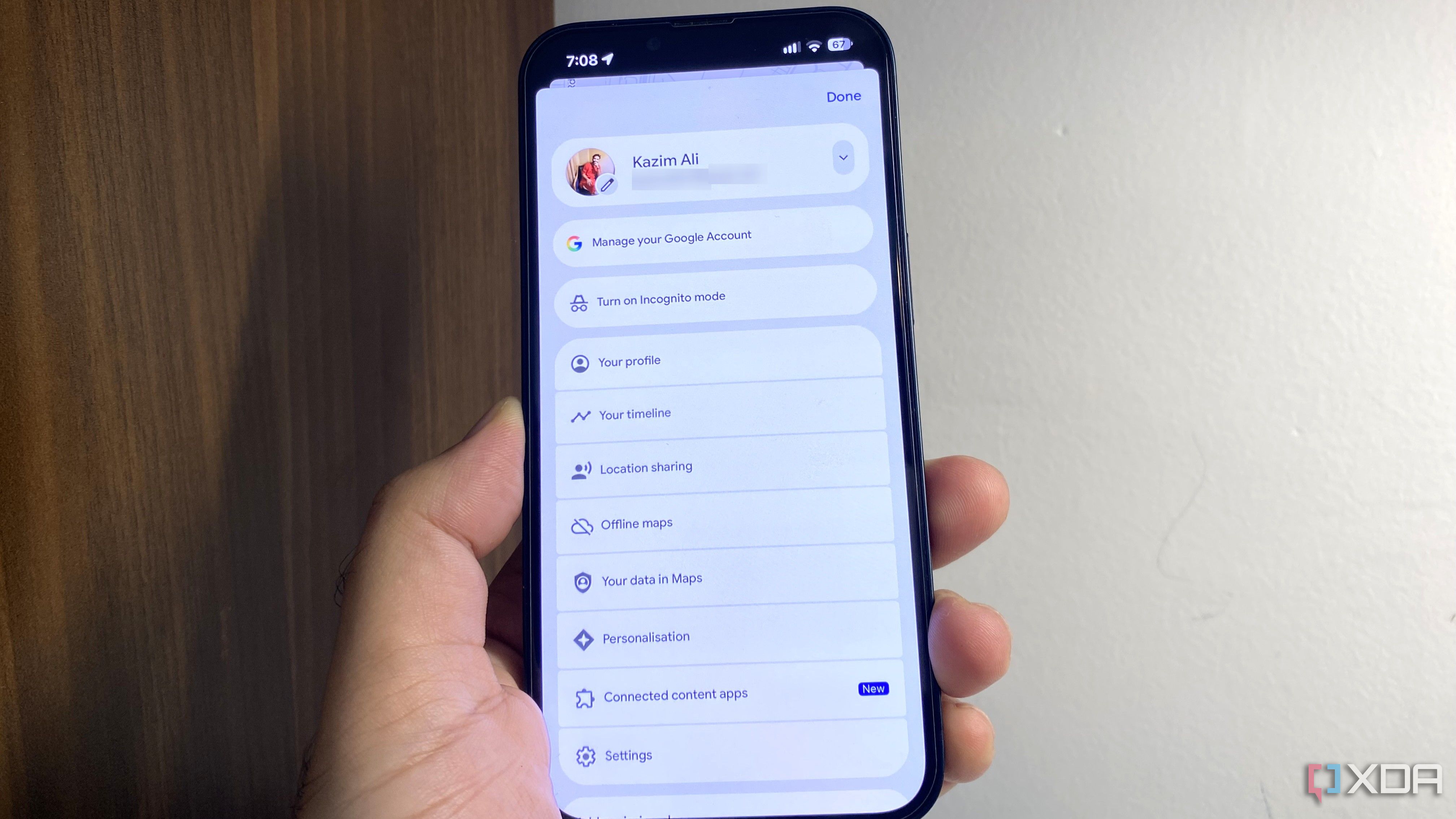 selecting offline maps in google maps on iPhone