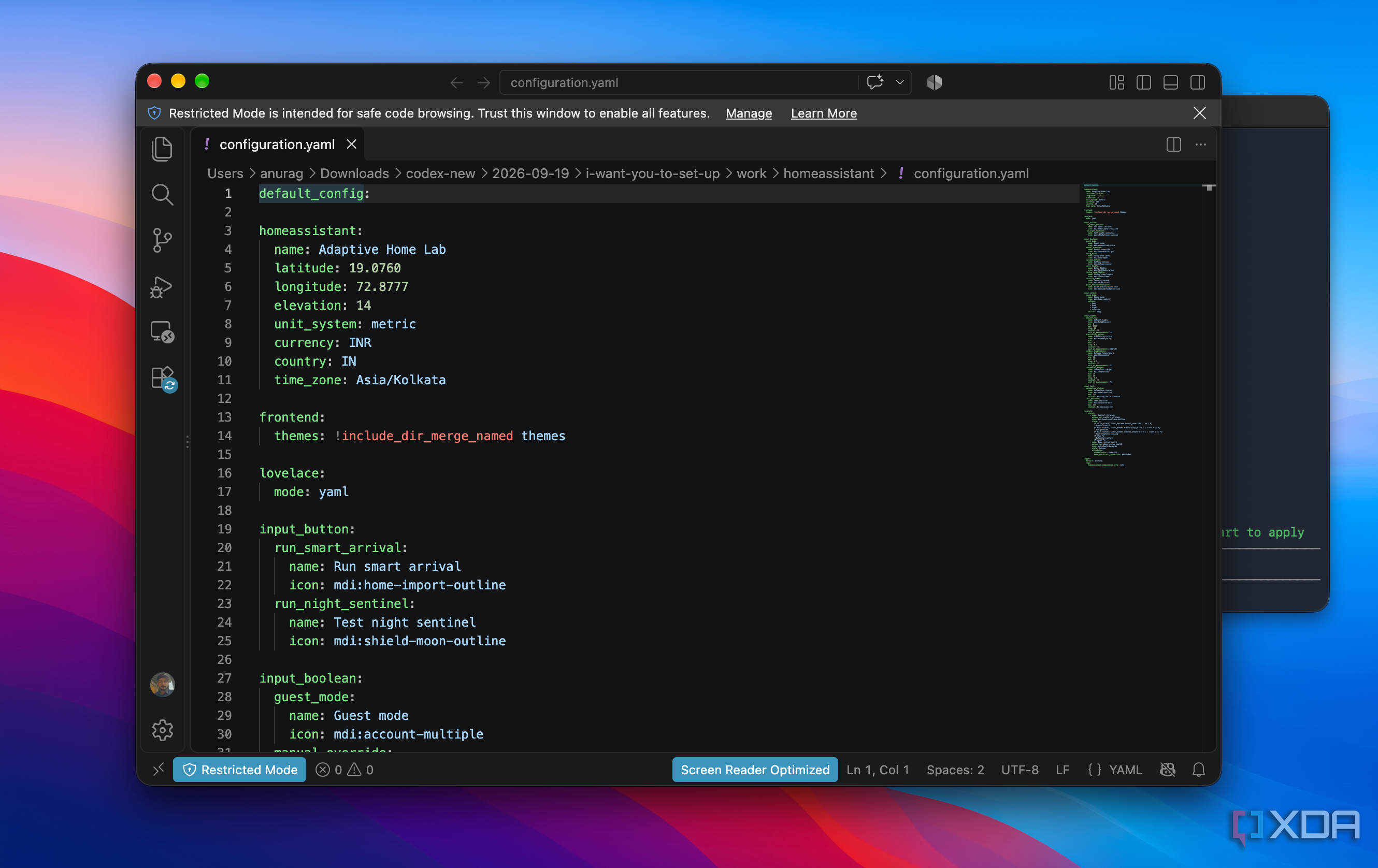 Home Assistant config in VS Code
