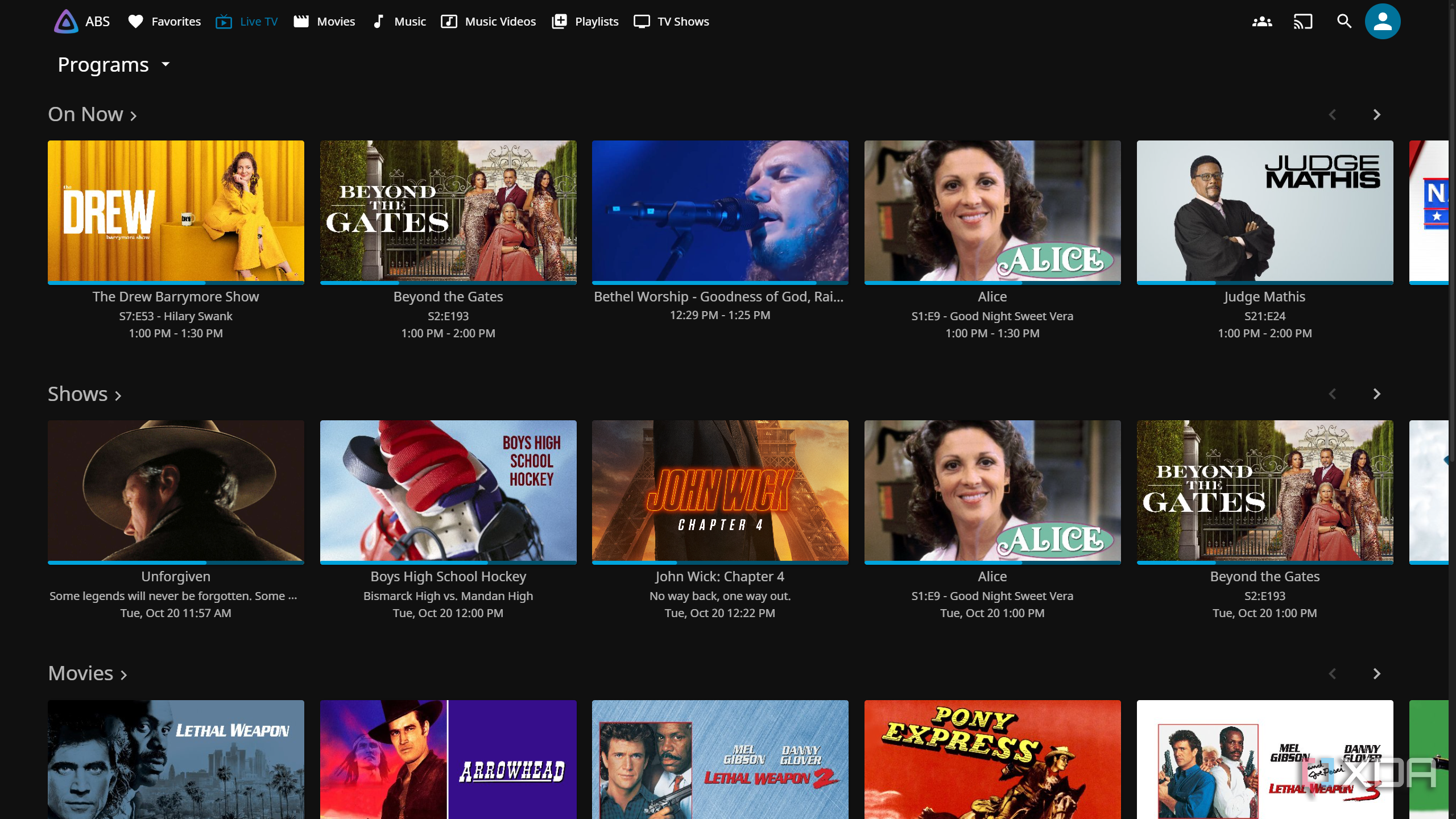 HDHomeRun and Tunnar Programs View Live TV Guide on Jellyfin