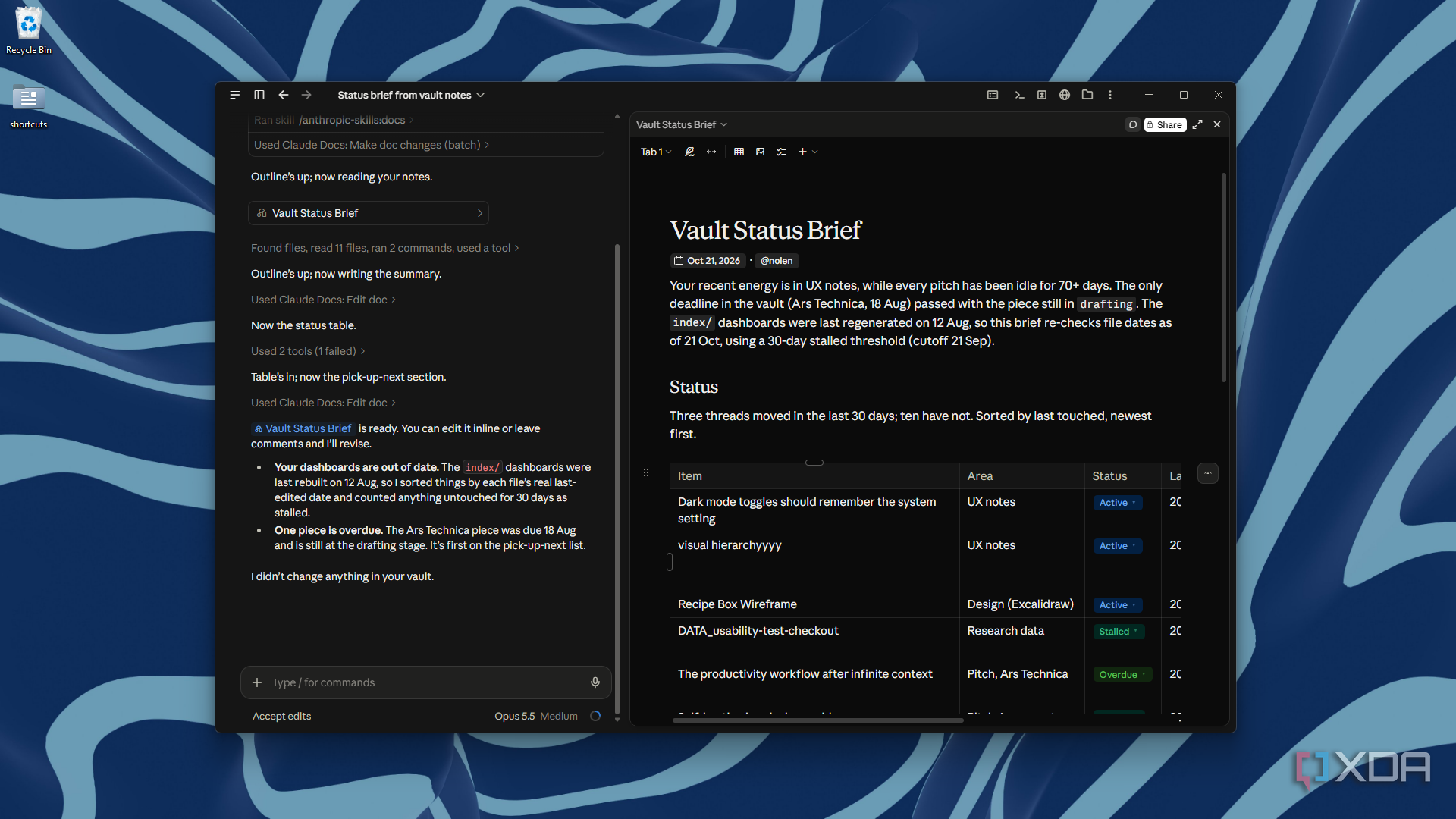 hefty status table filled in Vault Status Brief Claude Doc