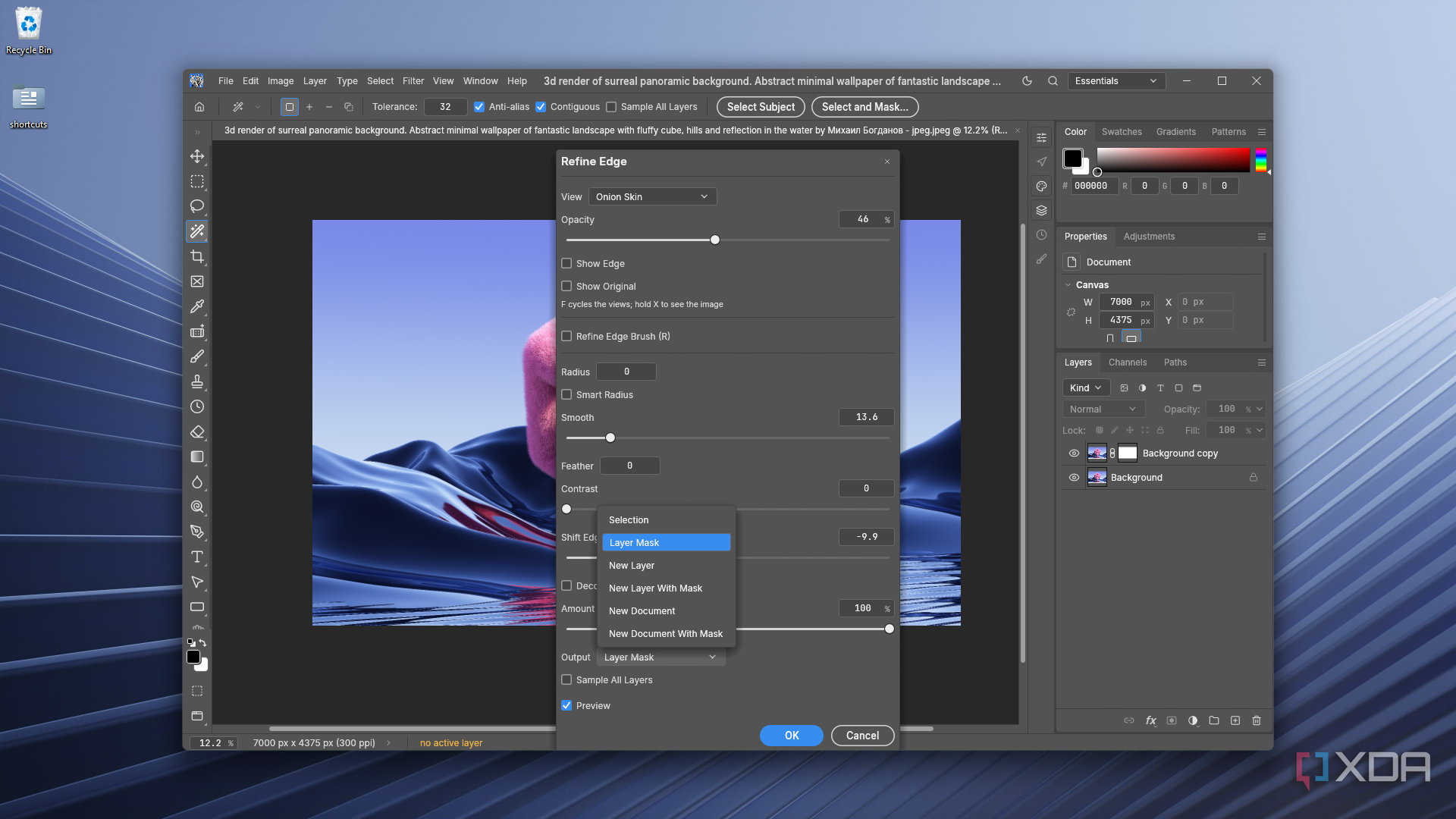hiding behind Refine Edge dialog in PhotoCraft
