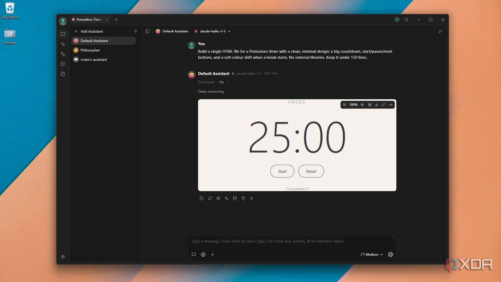 hitting rendered Pomodoro preview in Cherry Studio