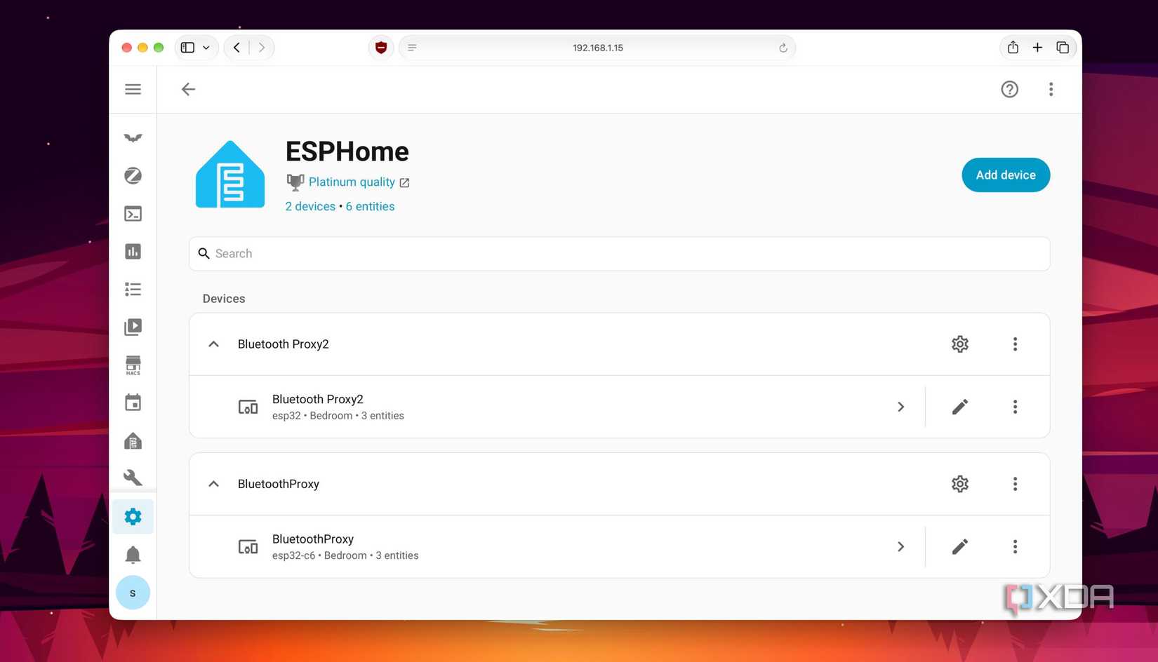 ESPHome integration in Home Assistant showing Bluetooth Proxies