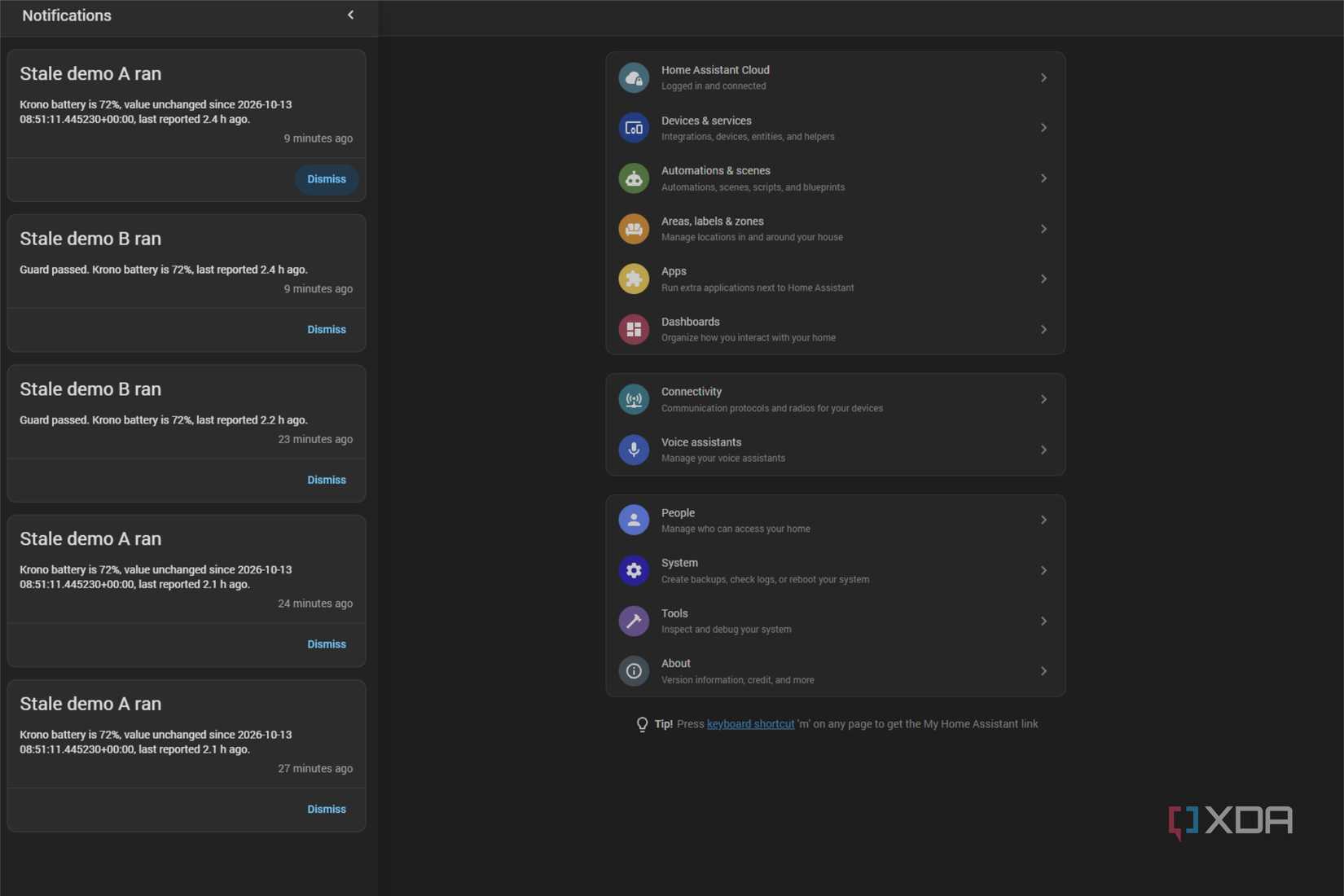 home assistant notifications stale data
