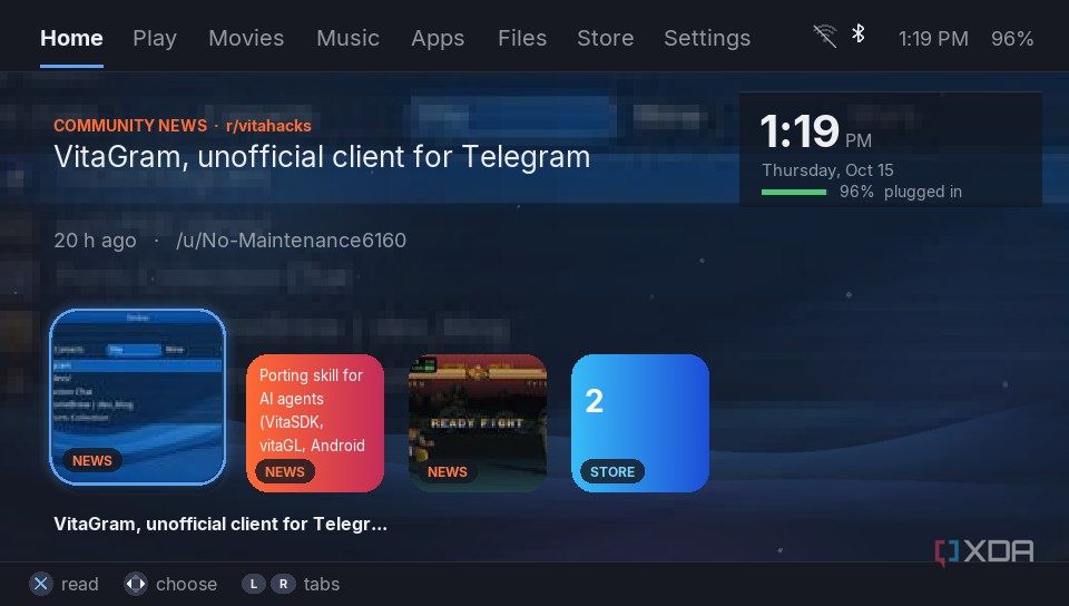 Home Screen of VitaOS