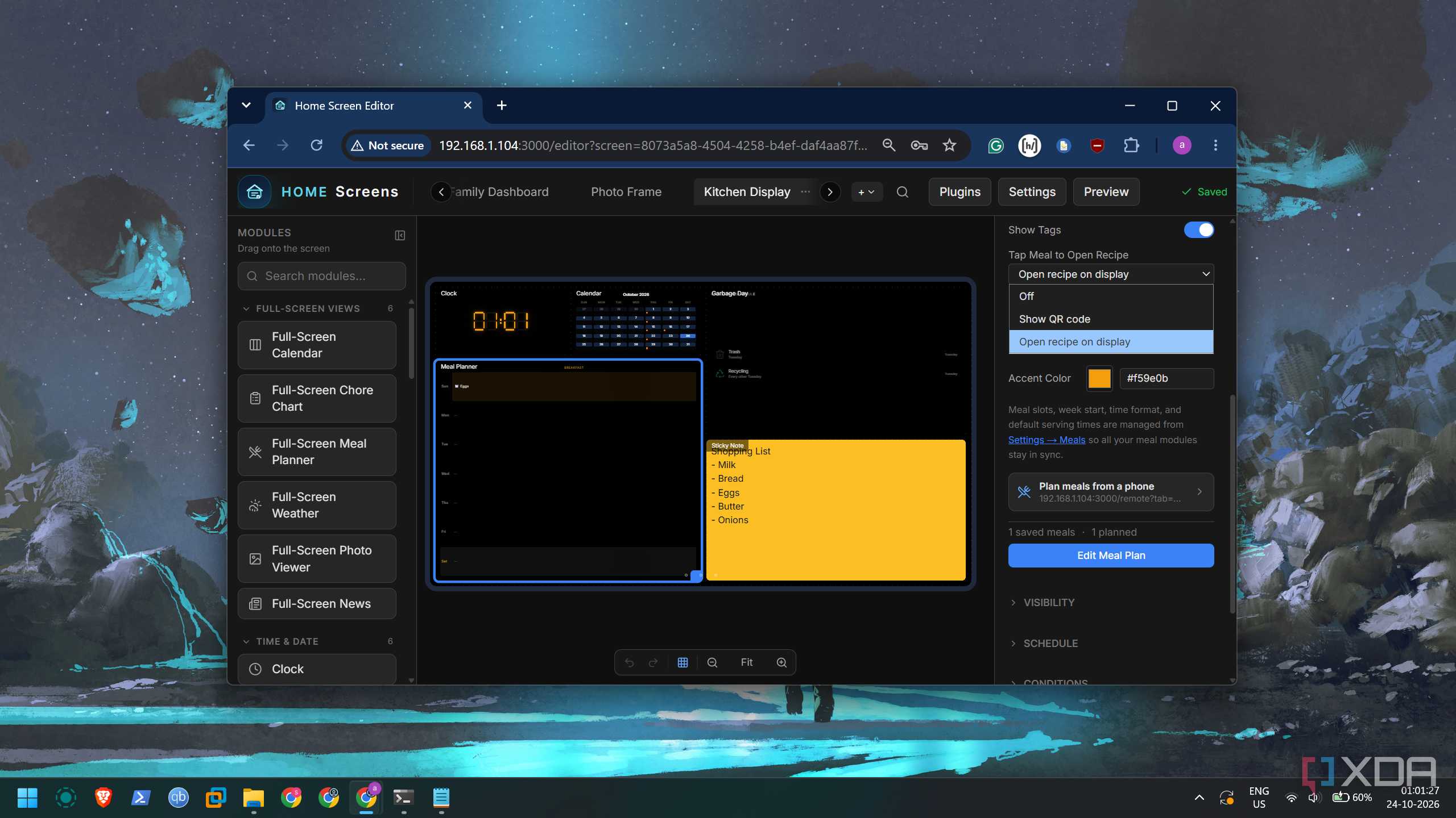 screenshot of home screens kitchen