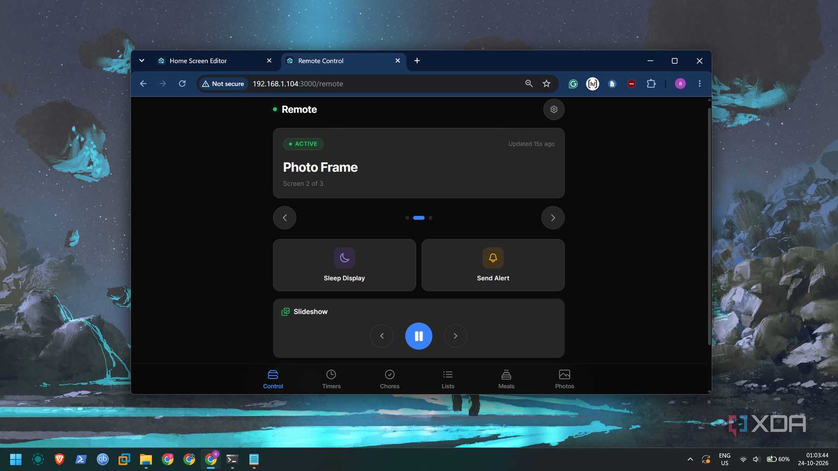 screenshot of home screens remote